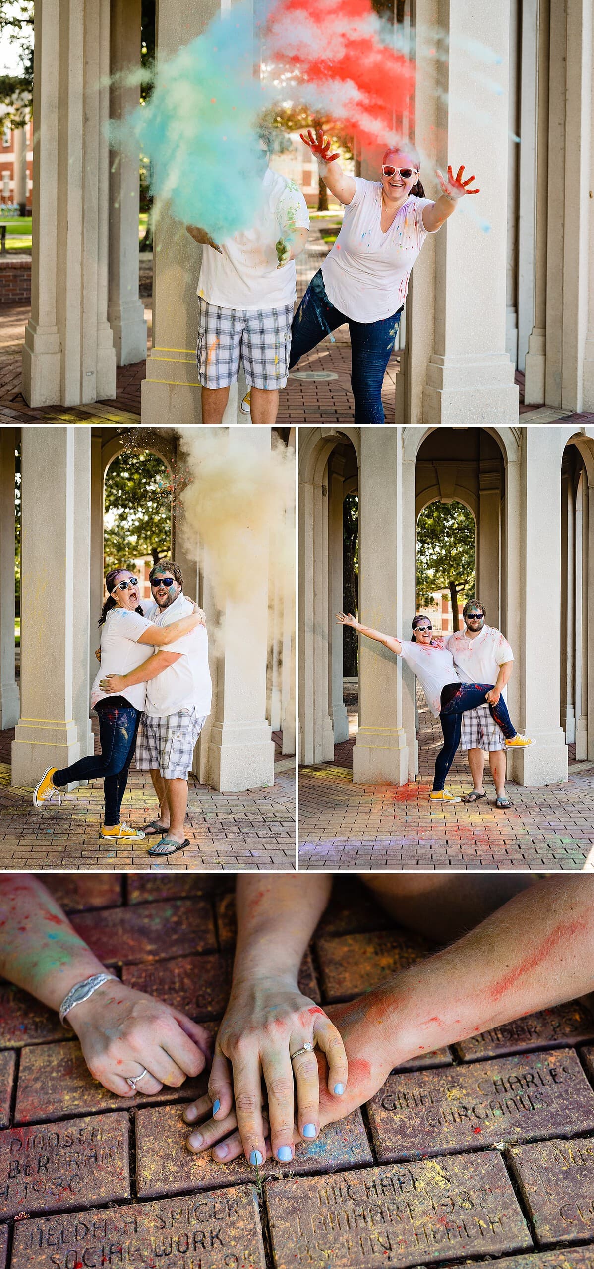 Color bomb color powder engagement photos