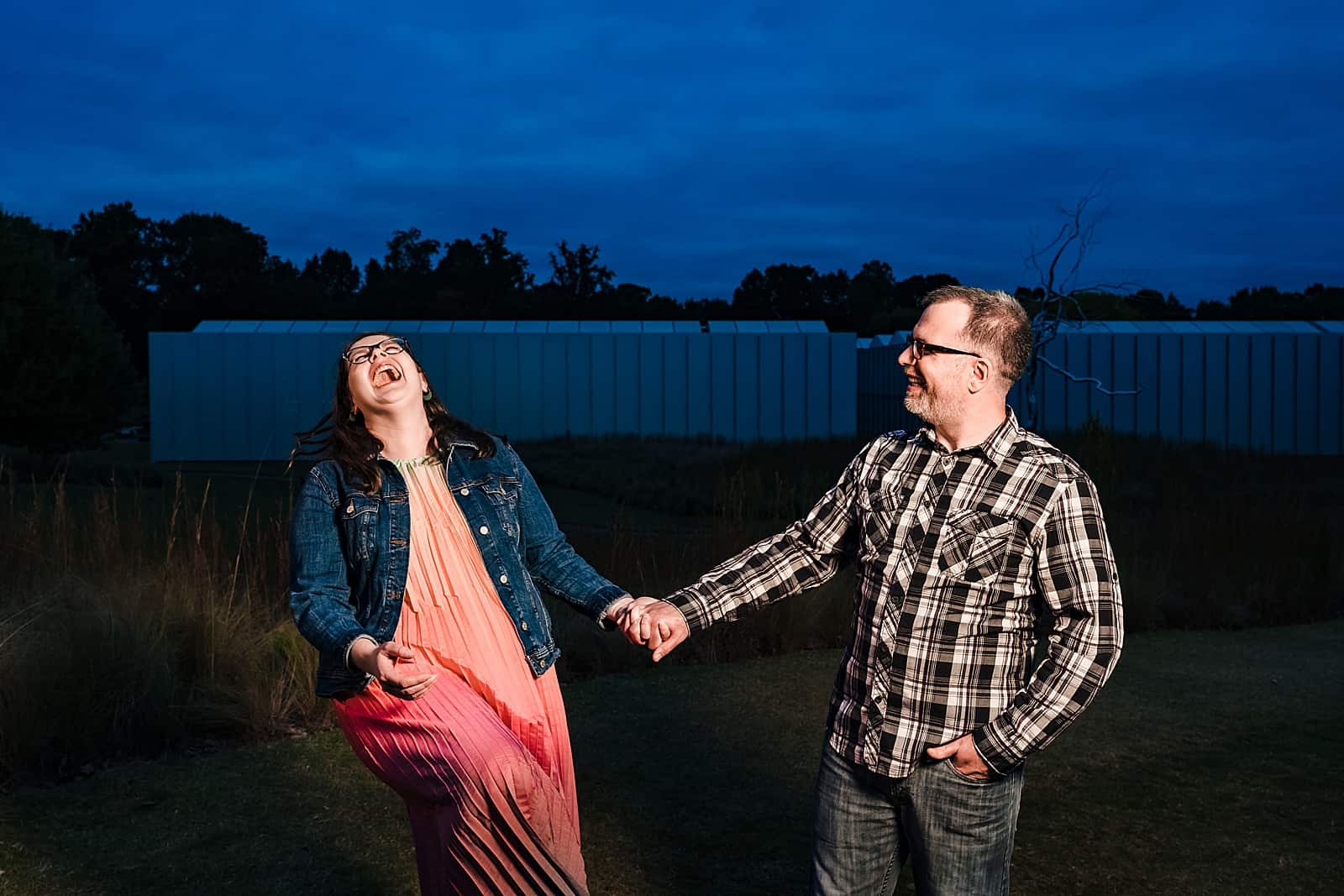 fun raleigh engagement photos at the North Carolina Museum of Art