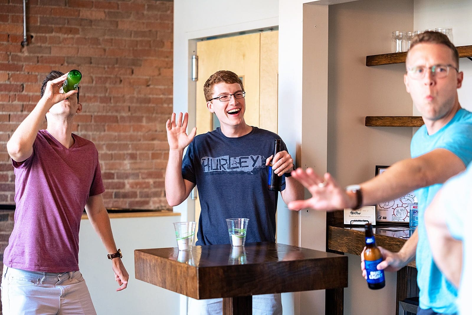 fun wedding at the cotton room - make up games with the groomsmen