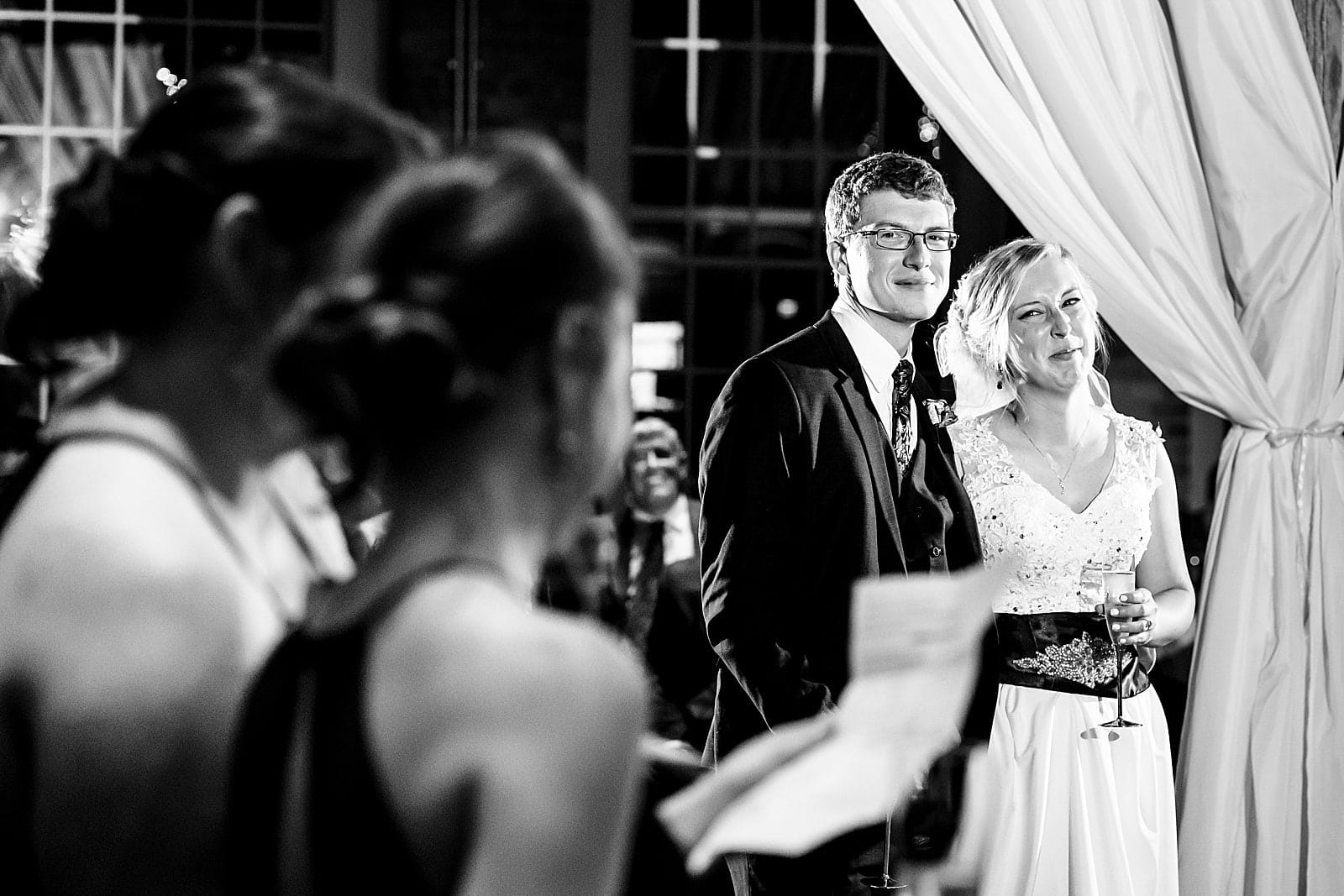 Bridesmaids team up for a toast