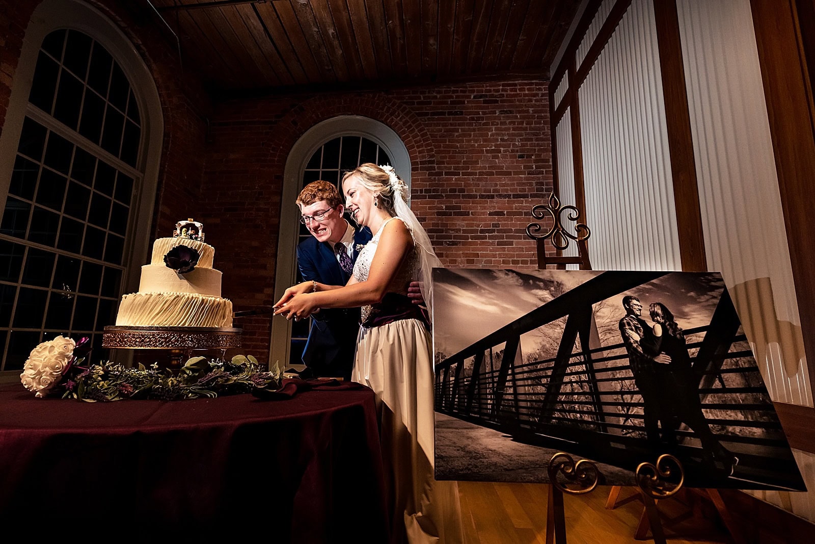 Cake cutting with a lego cake topper