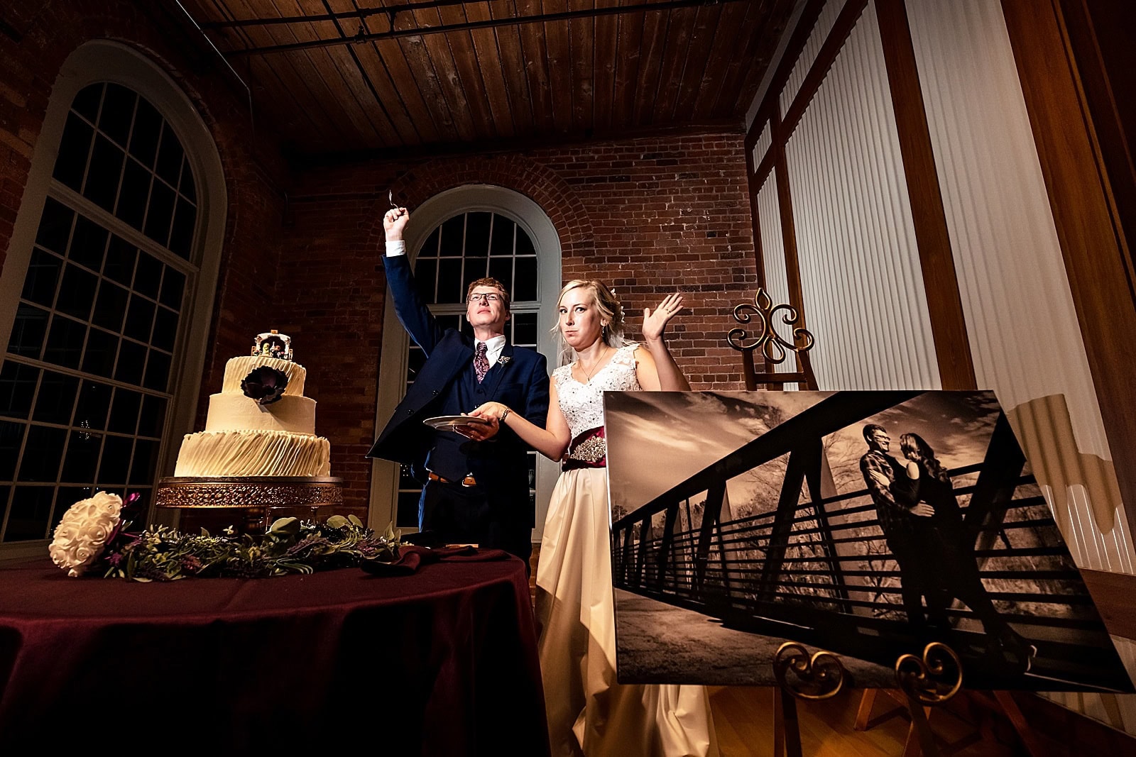 Cake cutting with a lego cake topper