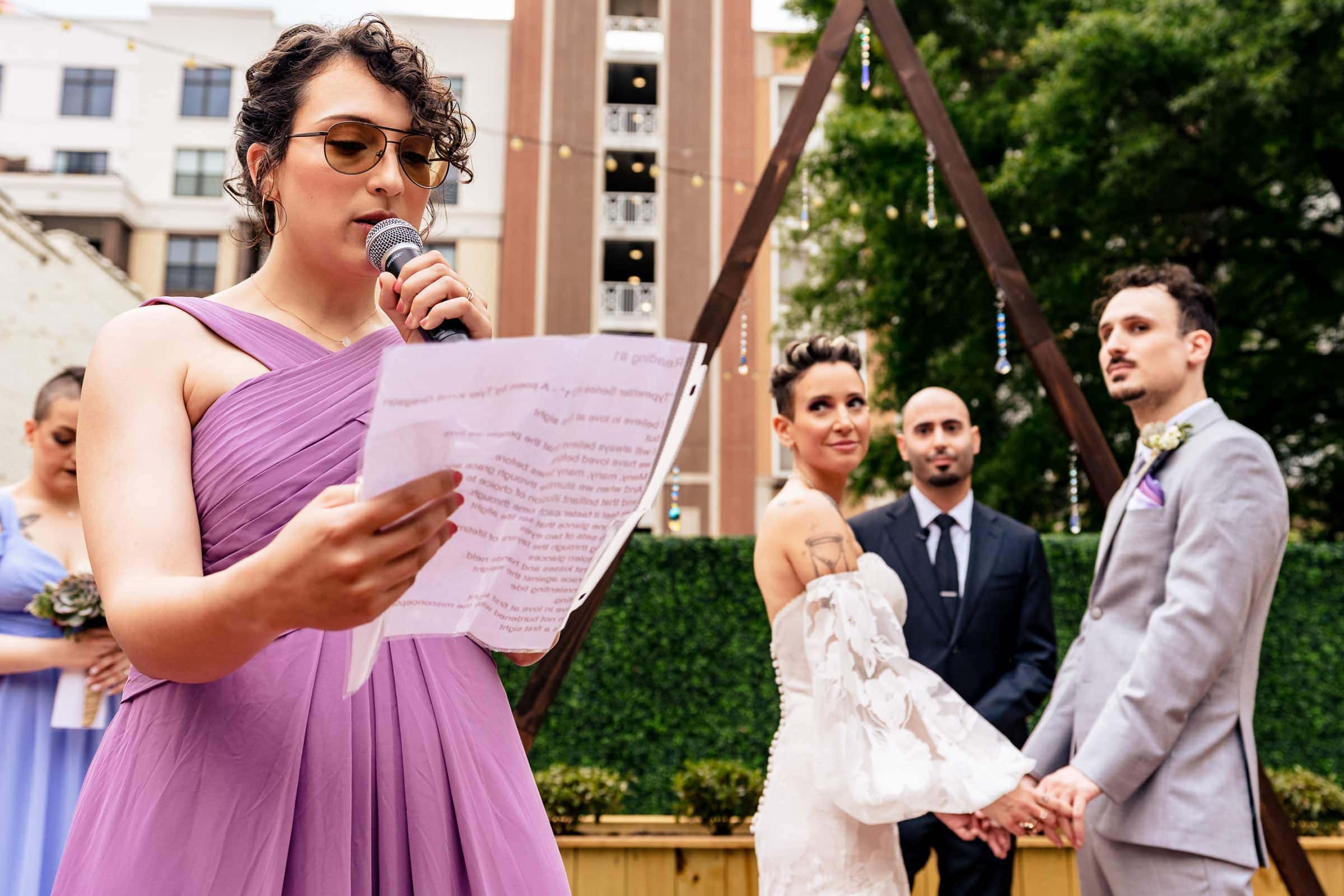 Outdoor wedding ceremony at The Grove at City Market | Kivus & Camera