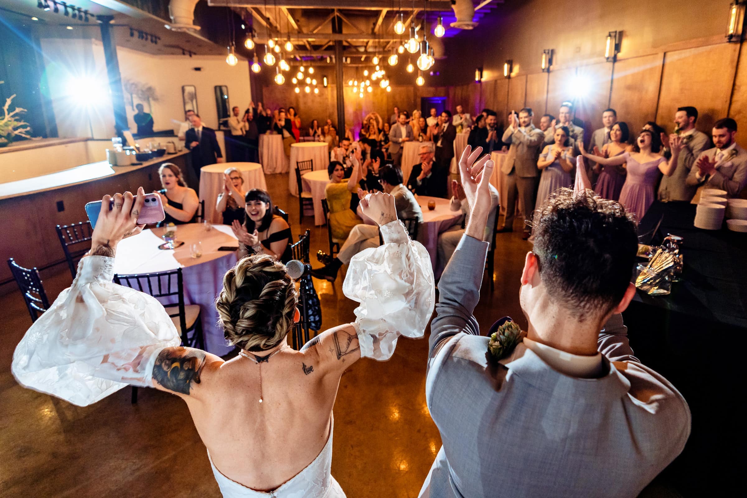 newlyweds welcome their guests to the reception | Kivus & Camera