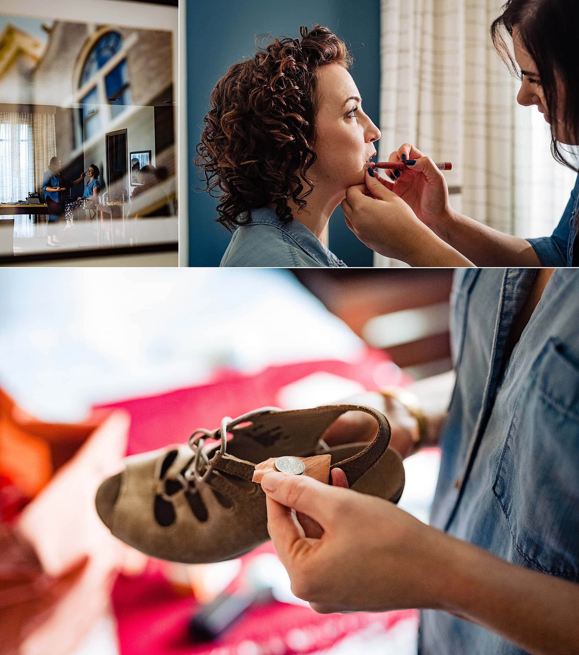 Michelle Clark doing makeup for Haywood Hall Wedding