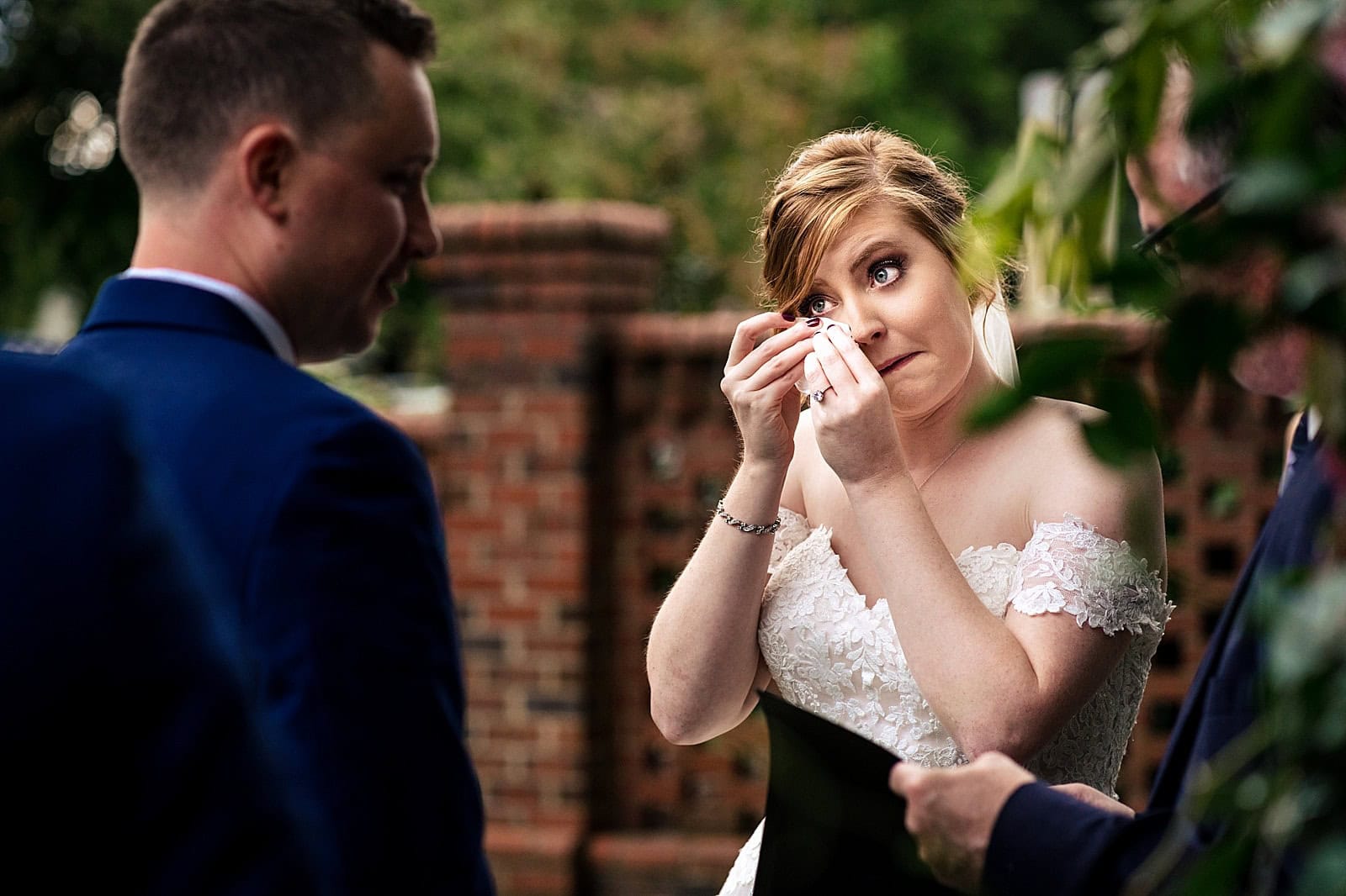 emotional wedding ceremony at Matthews House in Cary, NC