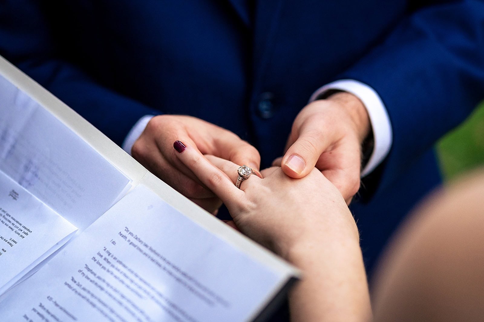 Ring exchange during wedding ceremony