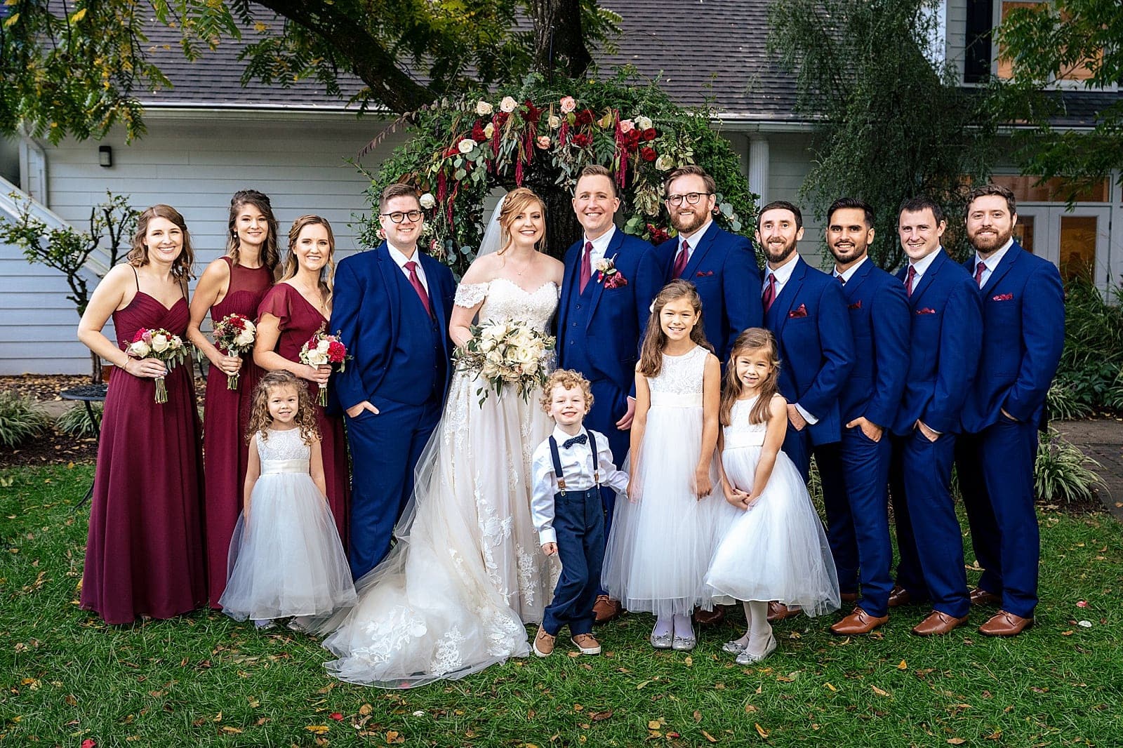 Wedding party style inspiration - blue and merlot