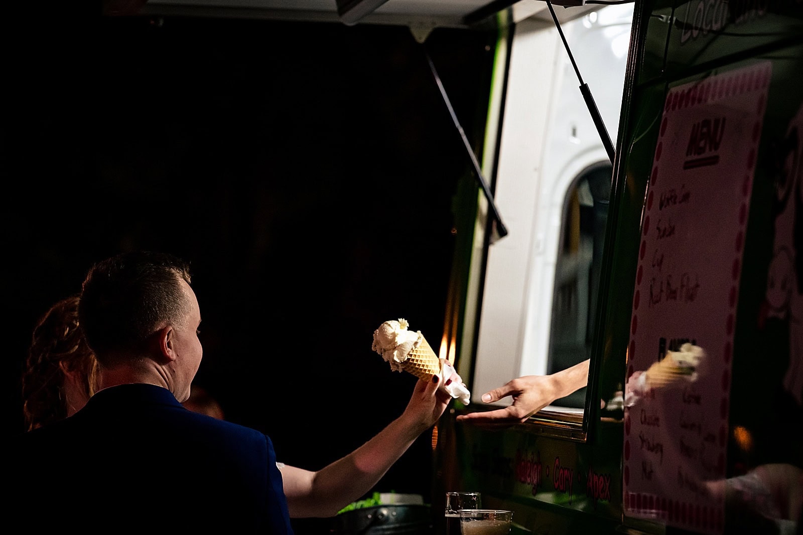 Fresh Local Ice Cream truck at wedding in Cary, NC