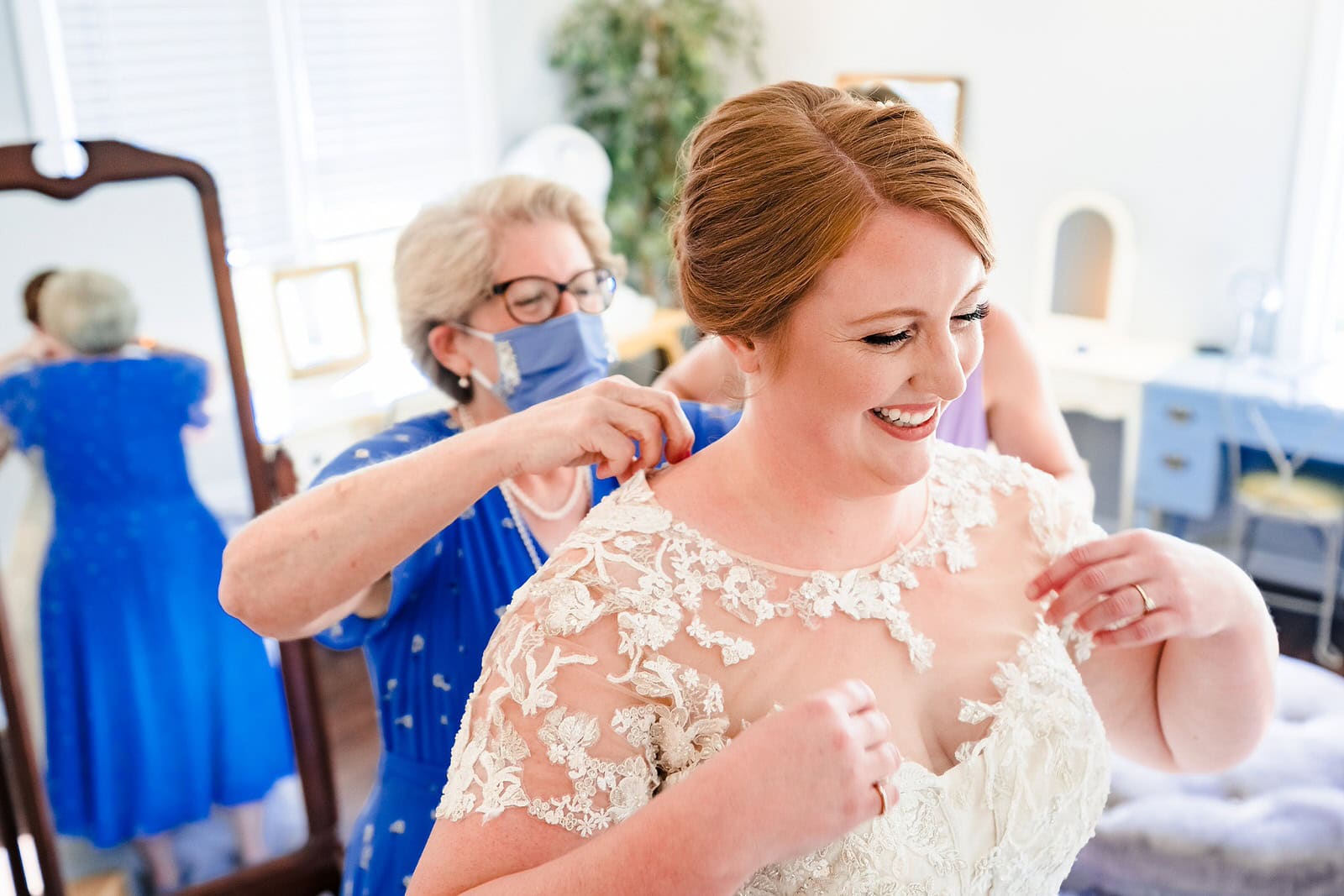 Who's going to help you into your wedding dress? Megan's mother and sister helped her