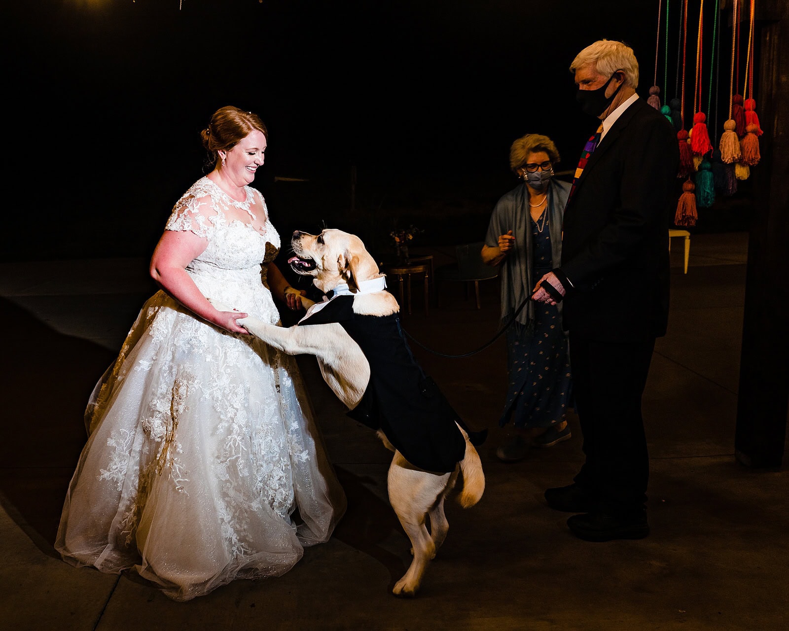 Bride dances with dog ring bearer