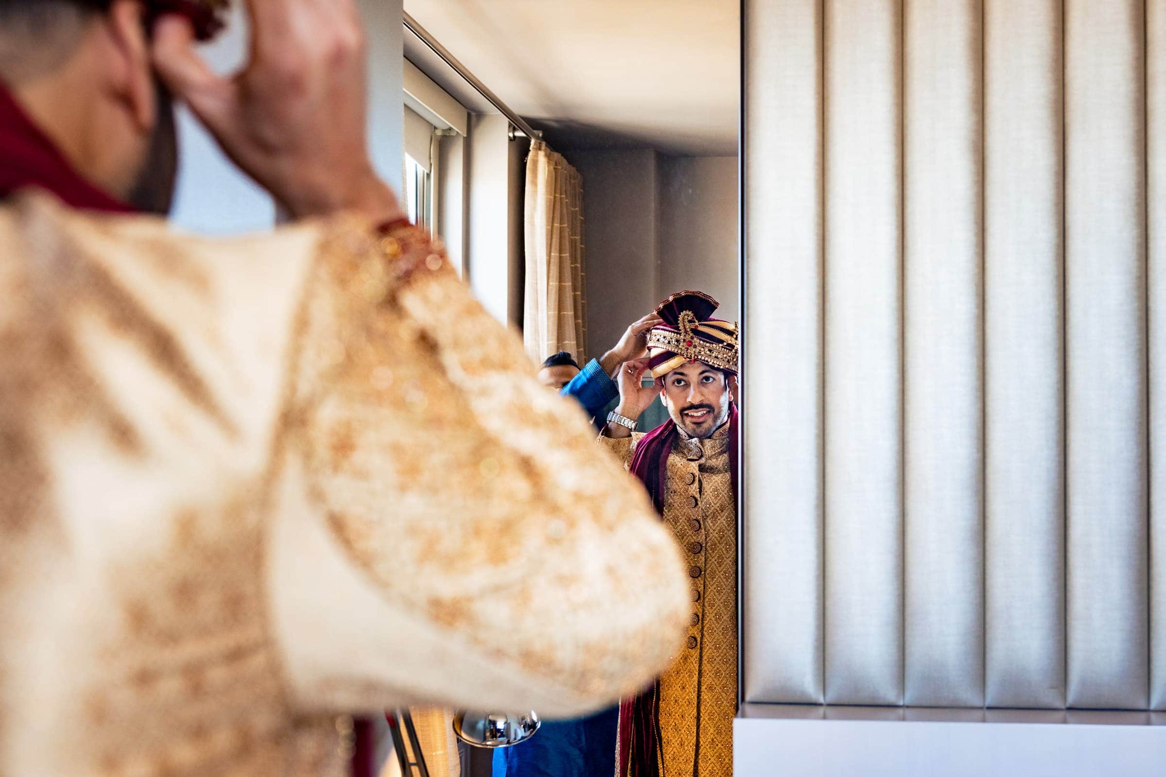 Getting ready for a Hindu wedding in Durham, North Carolina
