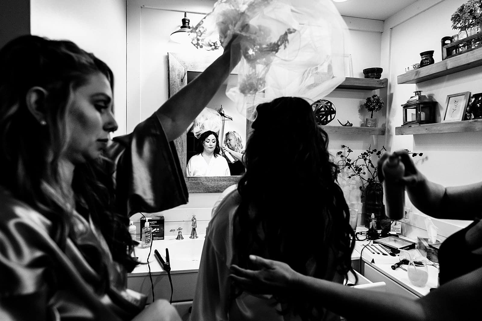 bride gets ready at a mountain cabin wedding | photos by Kivus & Camera