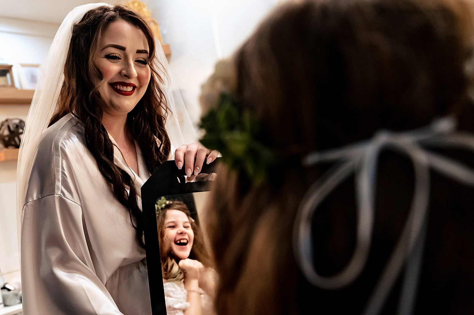 bride gets ready at a mountain cabin wedding | photos by Kivus & Camera