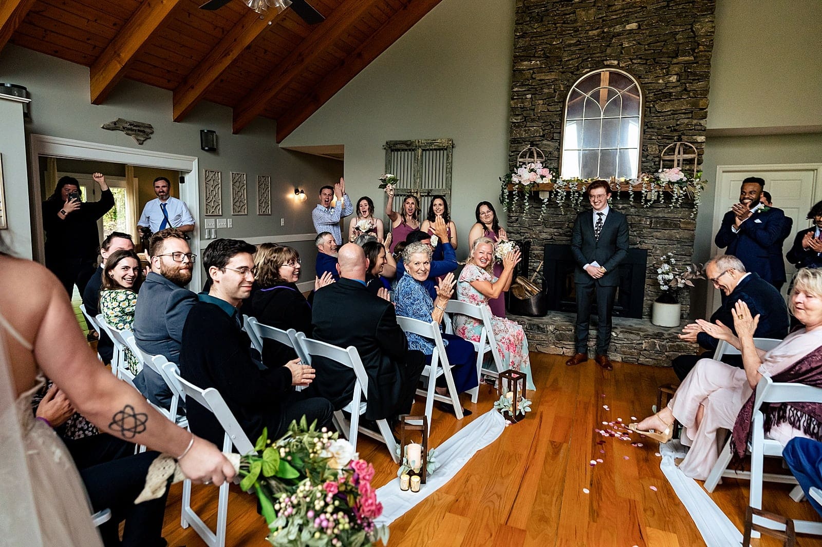 Mountain cabin wedding ceremony