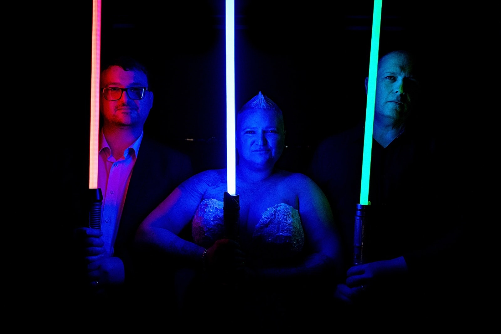 Star Wars wedding portrait - bride with her brothers