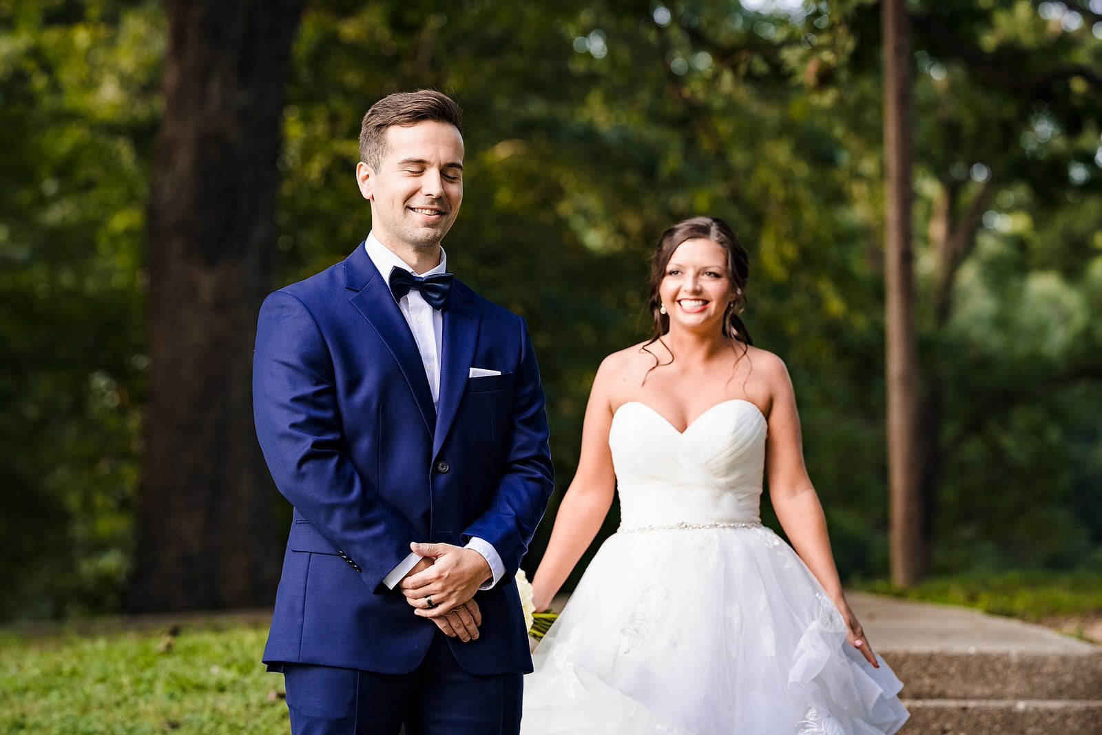 Pullen Park wedding first look