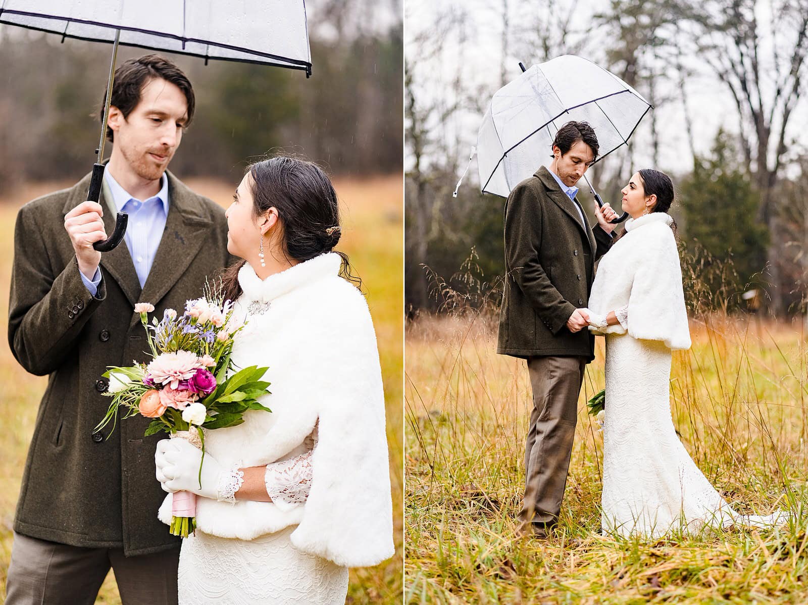 Rainy elopement in Durham, NC