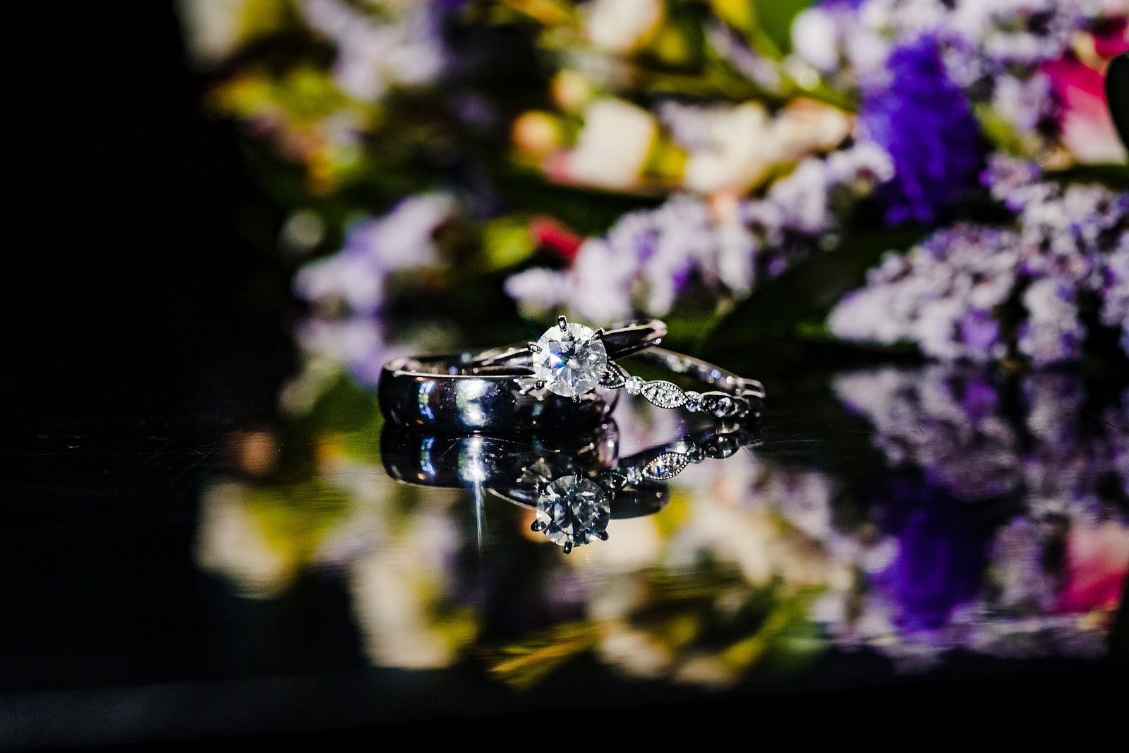 detail shot of wedding rings at a micro-wedding in Raleigh, NC