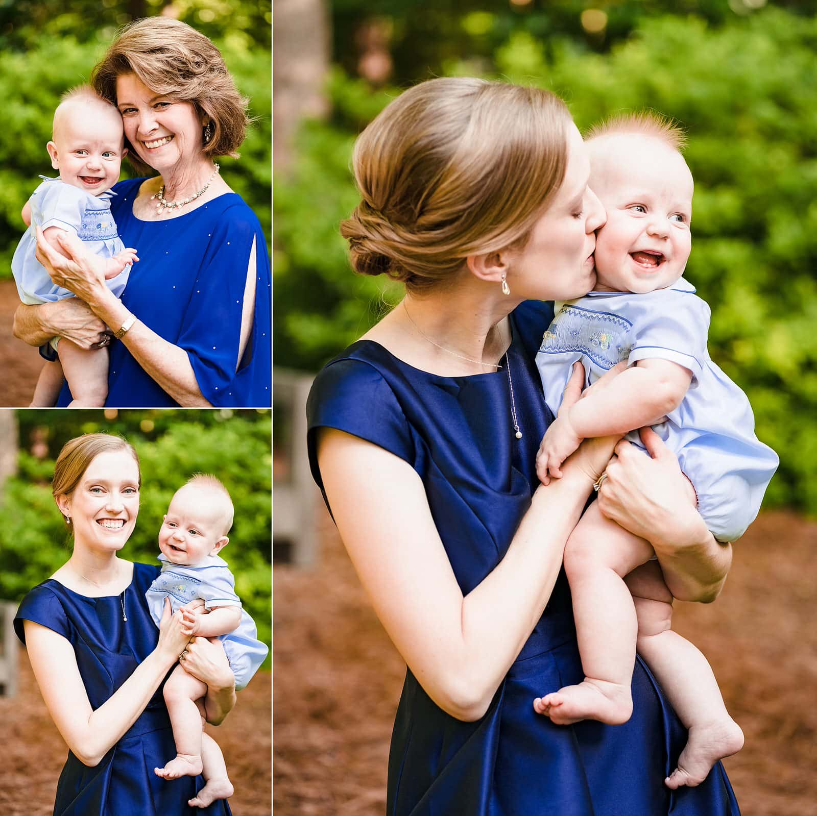 mother of the bride and sister of the bride hold the bride's baby nephew