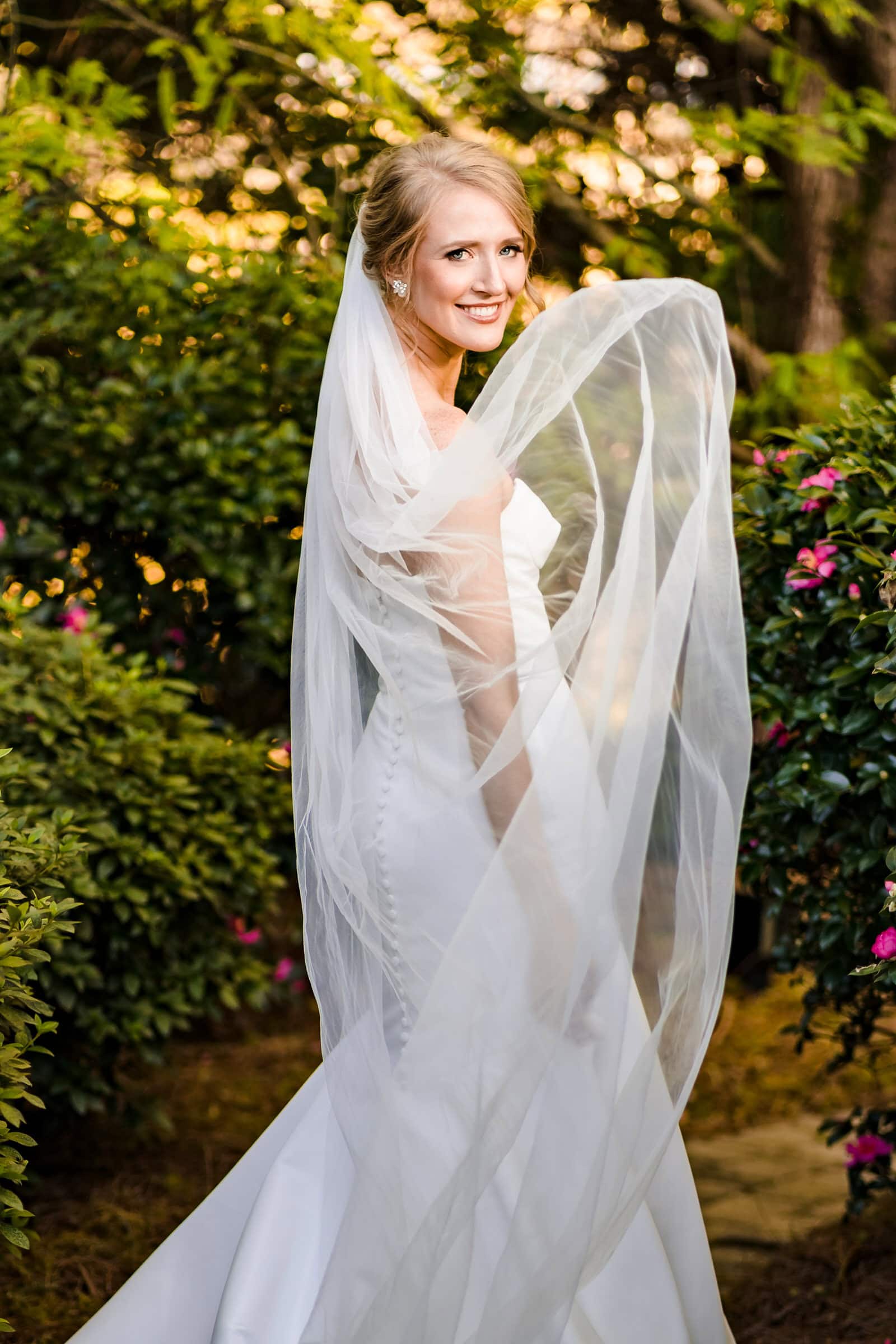 Raleigh bridal portraits at the Hall and Gardens at Landmark