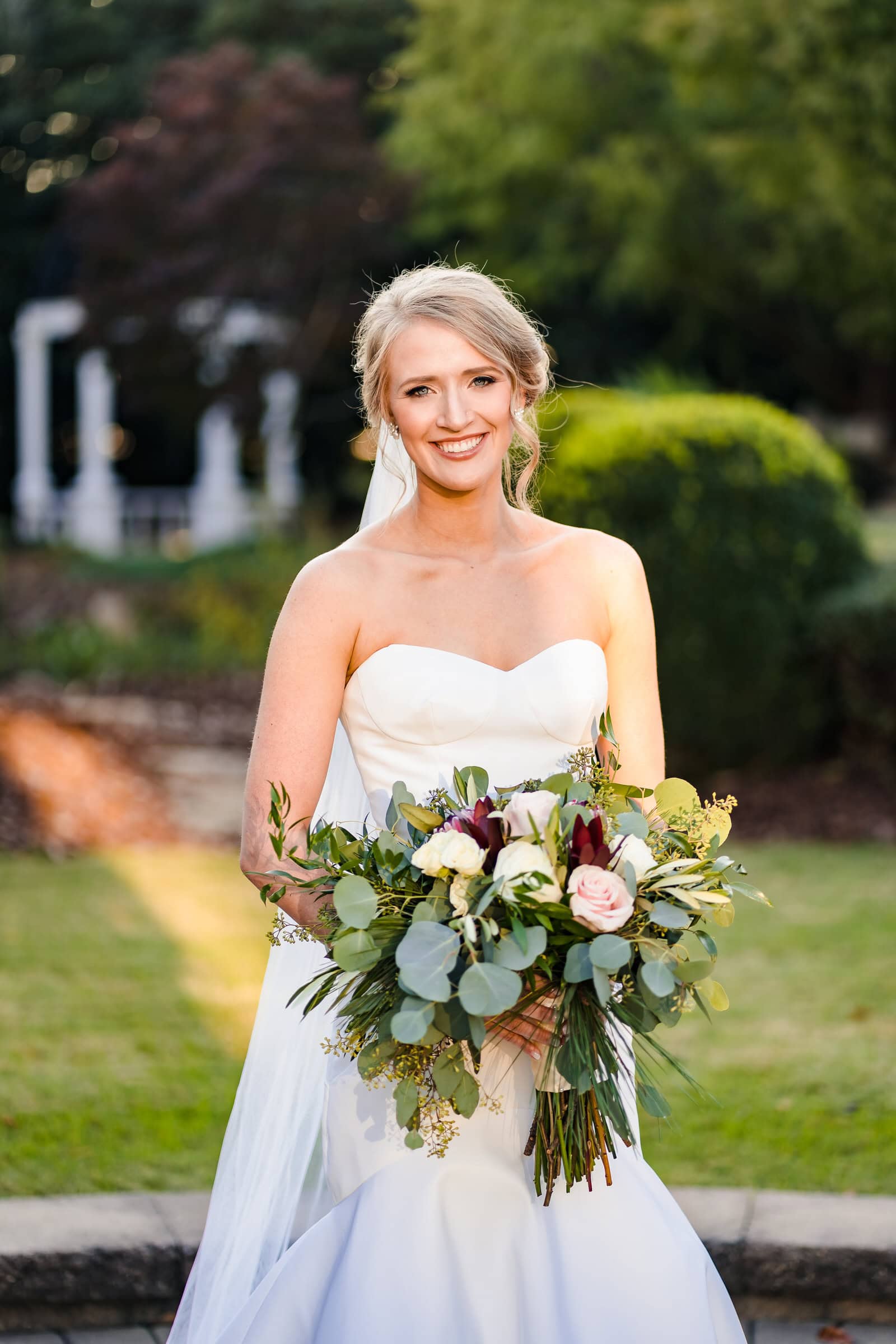 Raleigh bridal portraits at the Hall and Gardens at Landmark