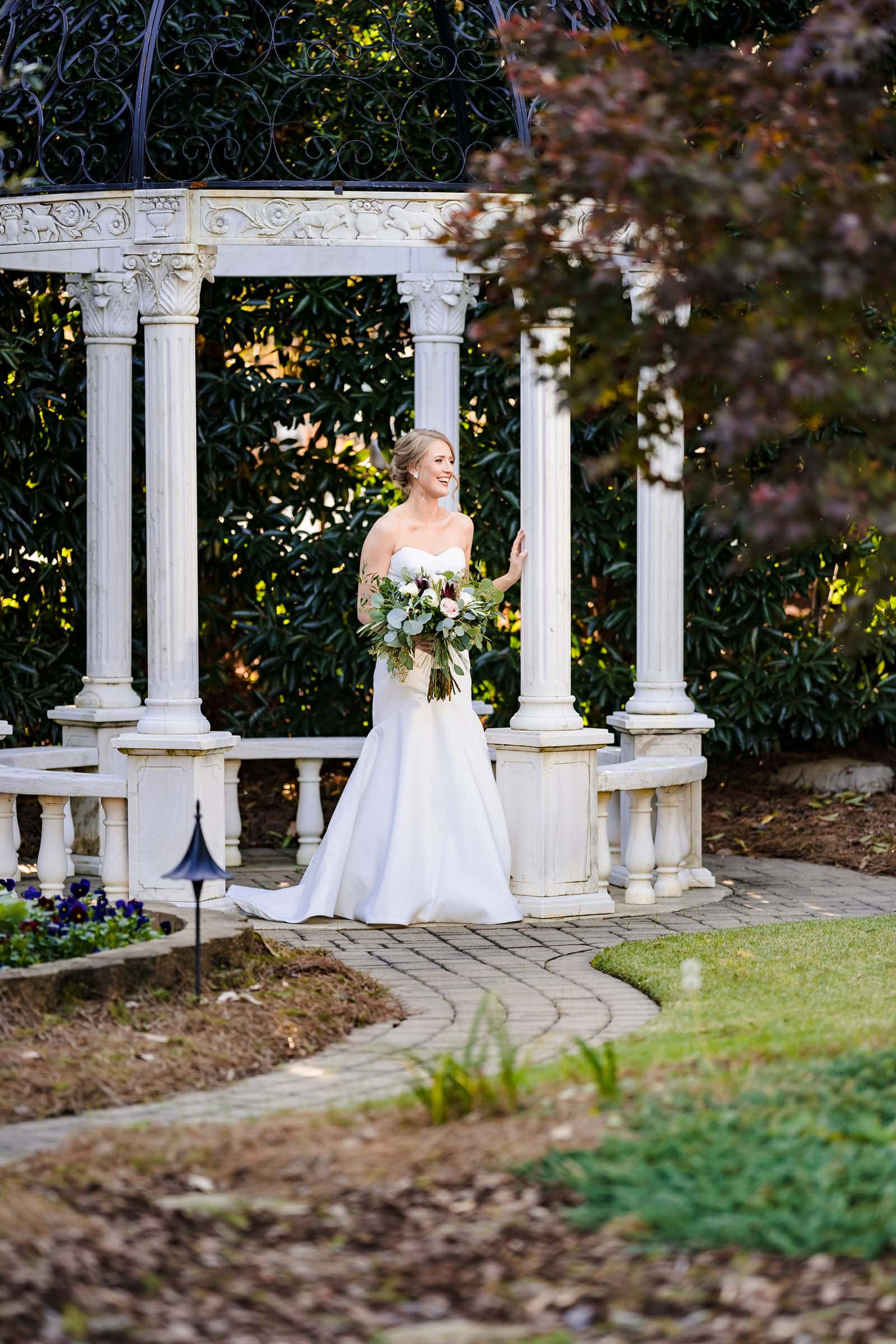 Raleigh bridal portraits at the Hall and Gardens at Landmark
