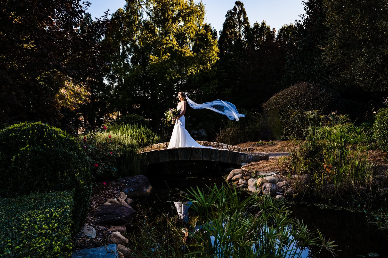 Raleigh bridal portraits at the Hall and Gardens at Landmark