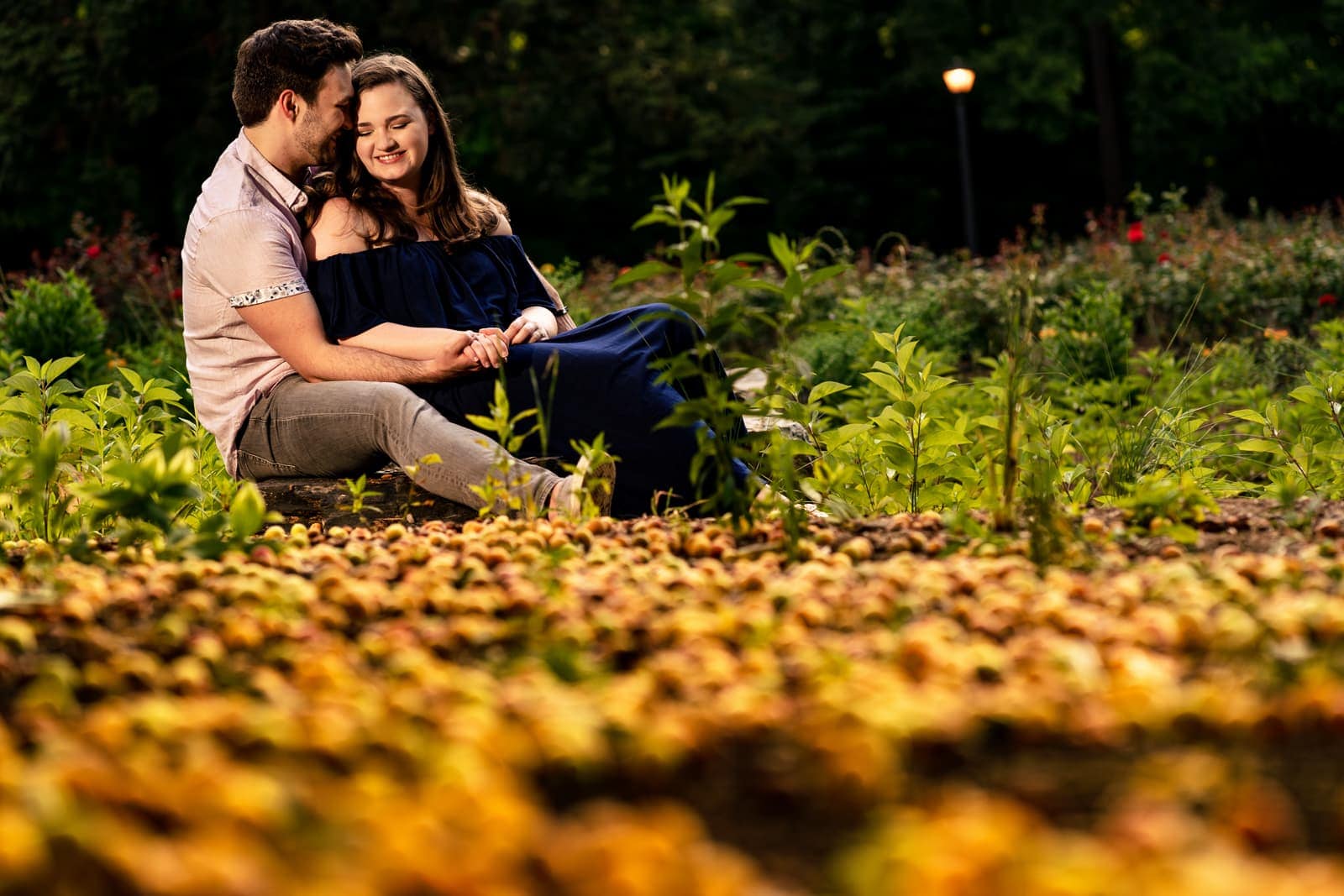 Raleigh Rose Garden is a great engagement photo location