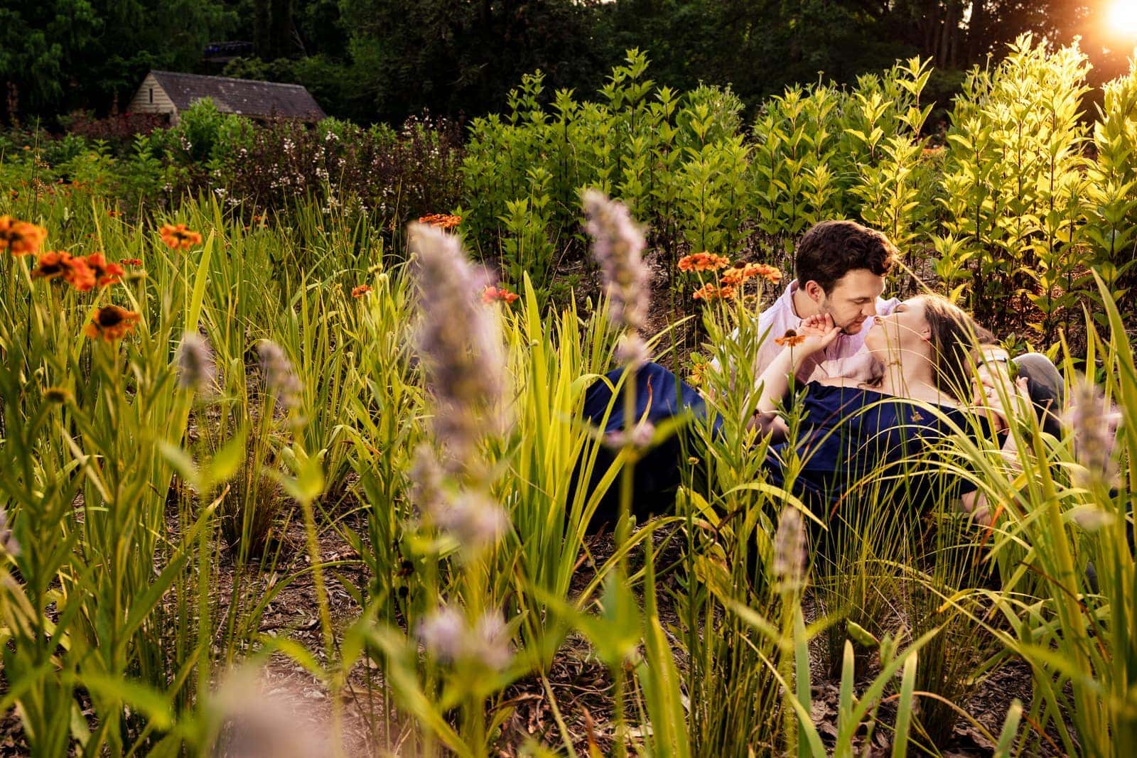 Raleigh Rose Garden is a great engagement photo location