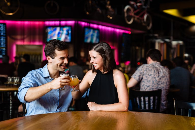 Raleigh Warehouse District, Downtown Raleigh Engagement Photos, Raleigh Engagement Photographer, Boxcar Barcade Engagement Photos, Boylan Bridge Engagement Photos, Brewery Engagement Photos