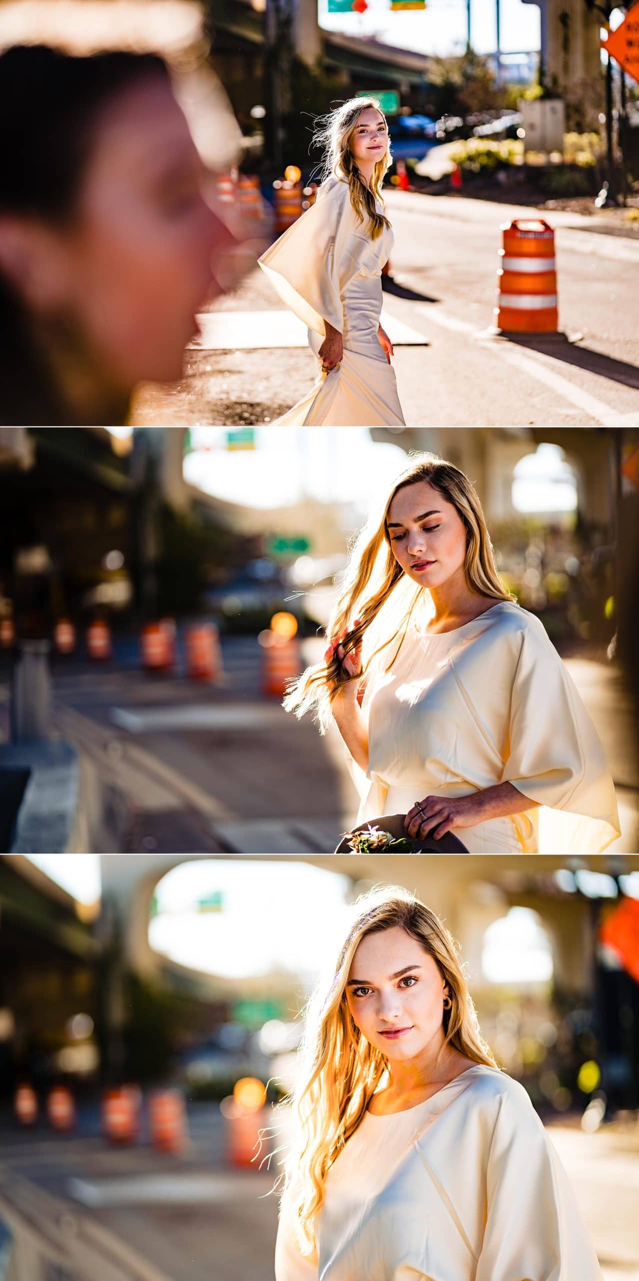 Bride posing with backlit sun shining through image | kivusandcamera.com