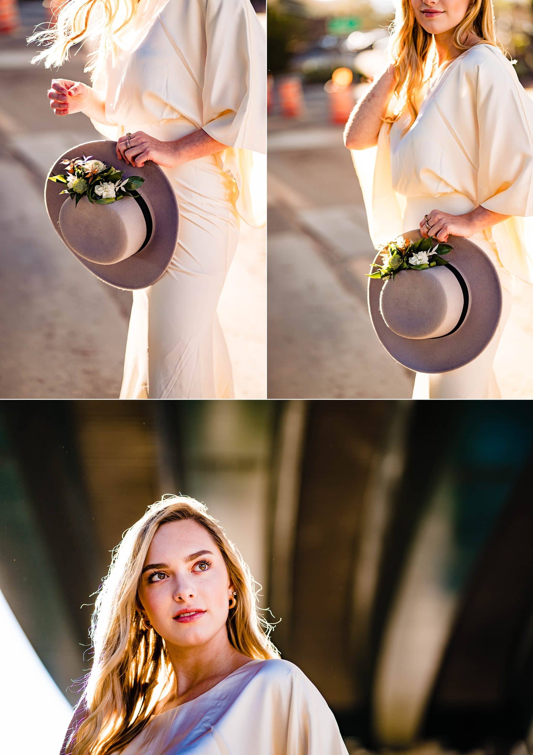 Bridal portraits featuring a floral hat | kivusandcamera.com