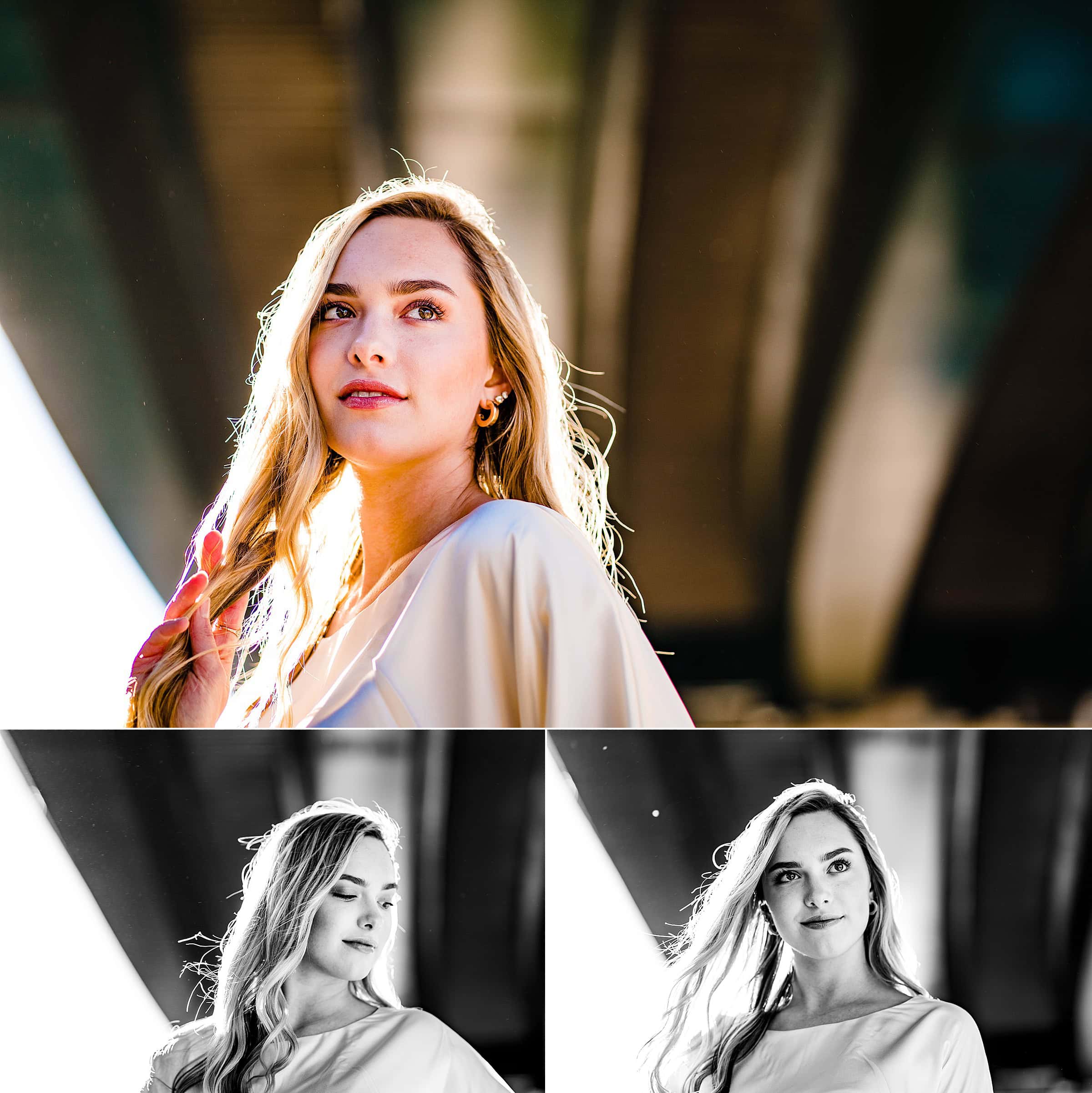 Bride posing with backlit sun shining through image | kivusandcamera.com
