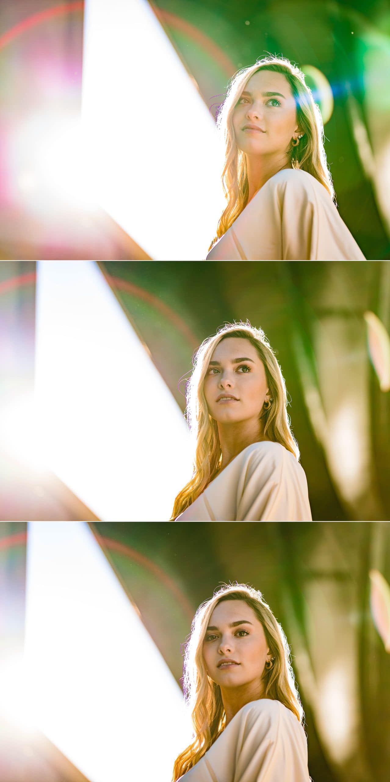Bride posing with backlit sun shining through image | kivusandcamera.com