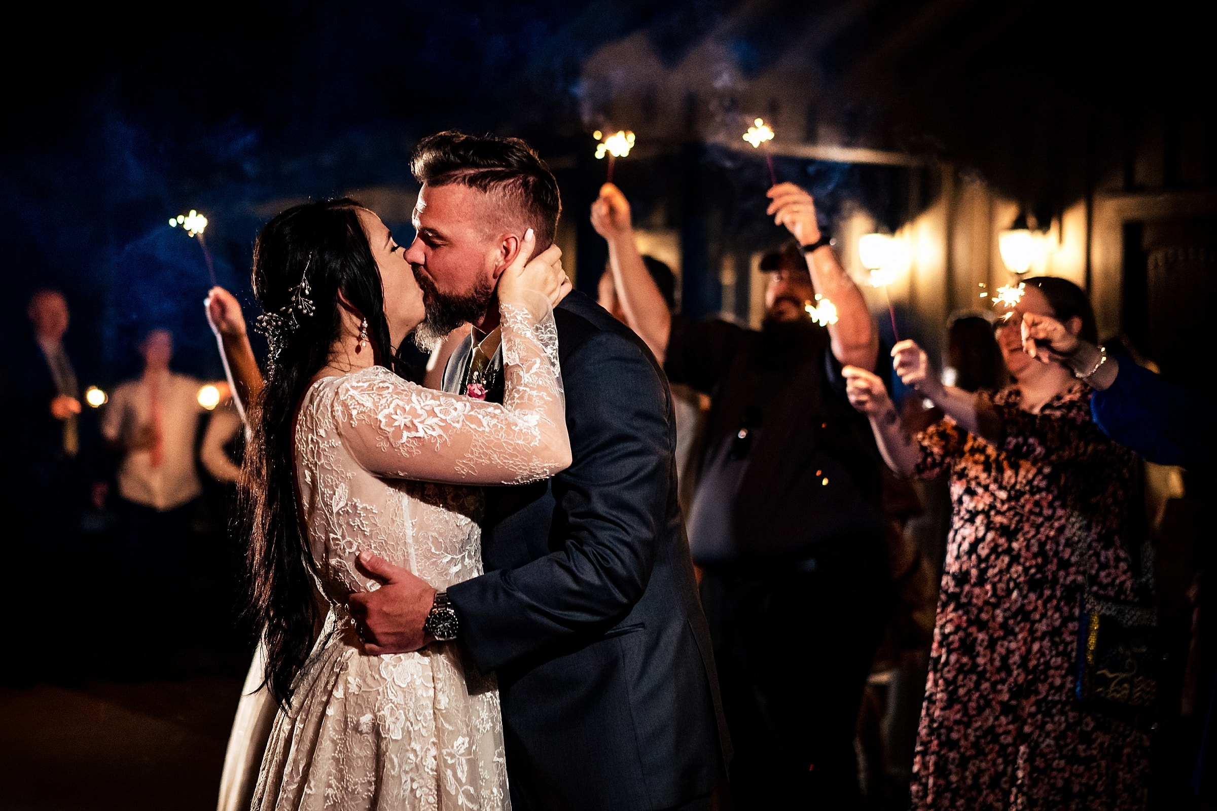 sparkler exit at a vineyard wedding in North Carolina