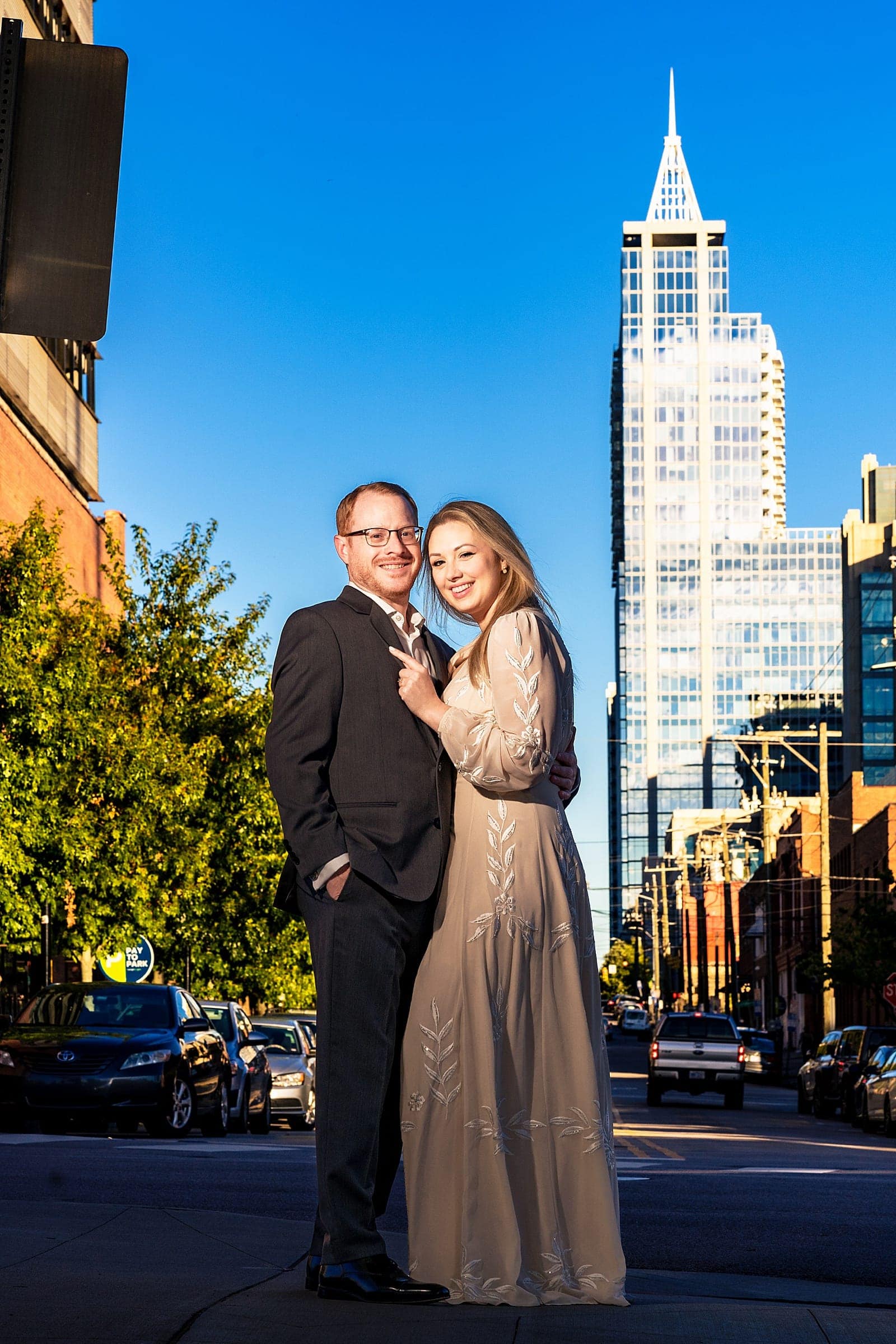 Downtown Raleigh warehouse district at golden hour