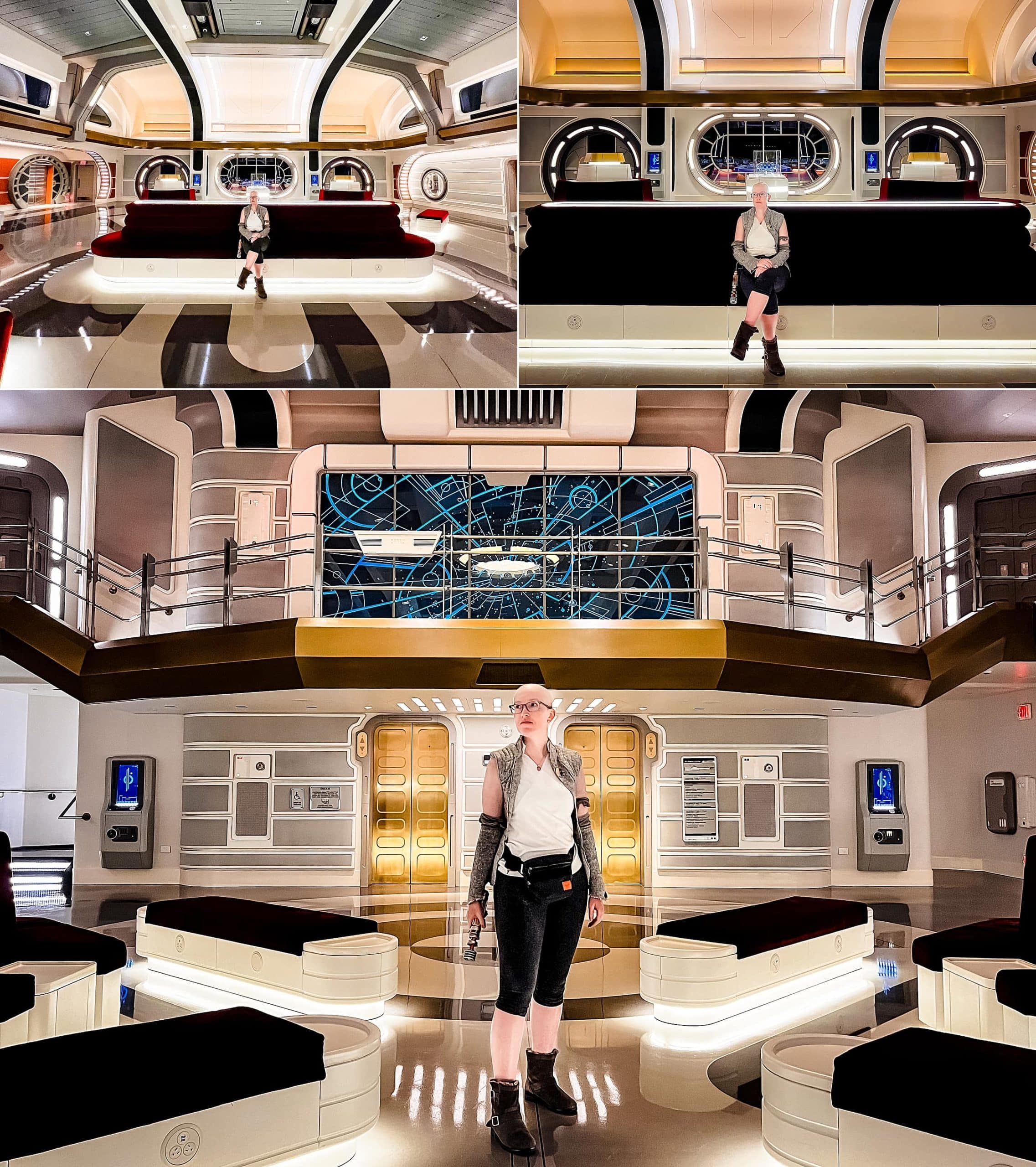 Posing as (bald) Rey at the Star Wars Hotel at Disney