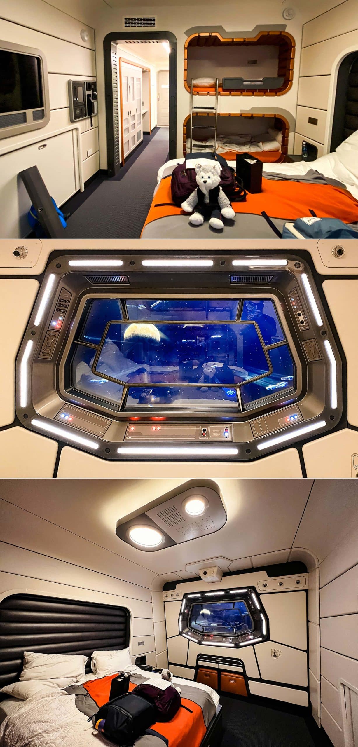 saying goodbye to our cabin on the Halcyon - Disney World's Galactic Starcruiser Star Wars hotel