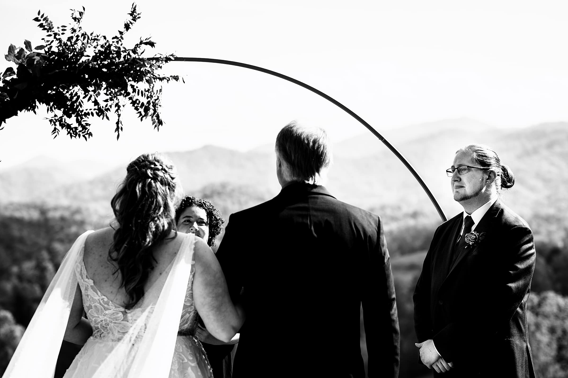 Mountain top wedding ceremony in Asheville, NC at The Ridge | Kivus & Camera