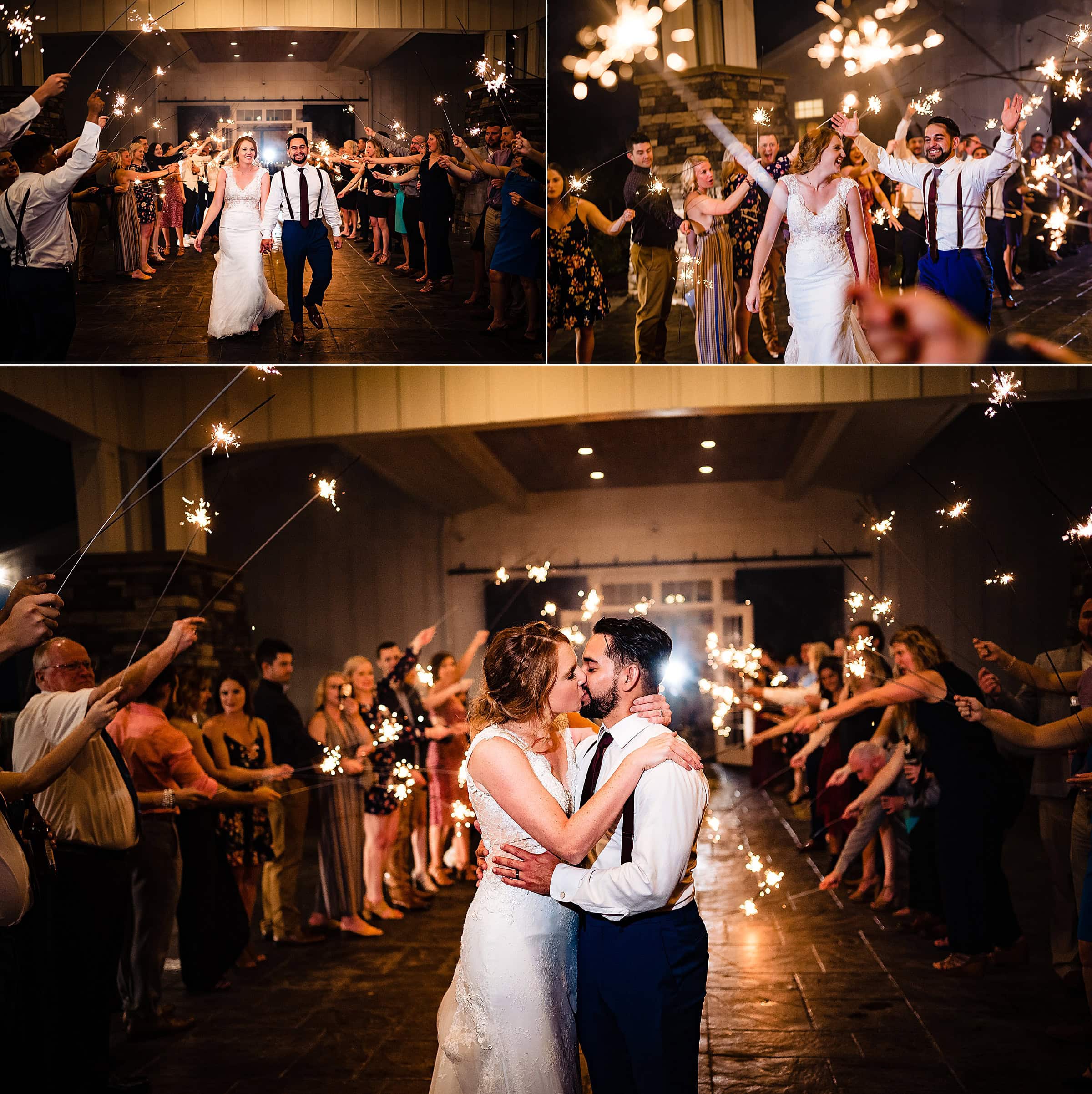 sparkler exit, The Carolina Barn, McCormick Farms, NC Wedding, Carolina Barn Wedding, All-inclusive venue, Raleigh Wedding Photographers, NC Wedding Photographers, kivusandcamera.com