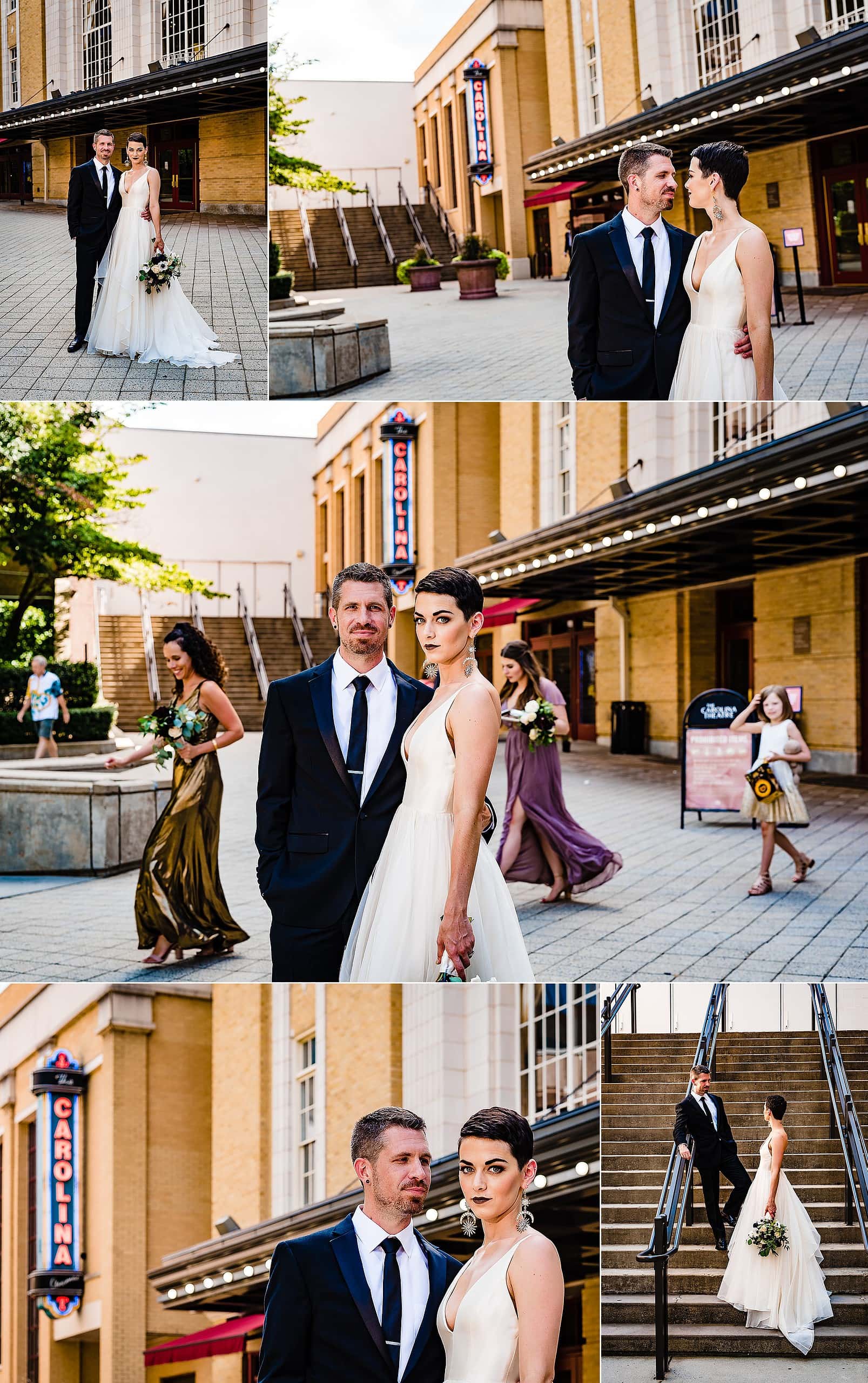 Durham Wedding Photographers, Durham Wedding, Offbeat Bride, Colorful Wedding, Artistic Wedding Photographers, Short-haired bride, Tattooed Bride, Downtown Durham Wedding, Downtown Durham Wedding Portraits | kivusandcamera.com