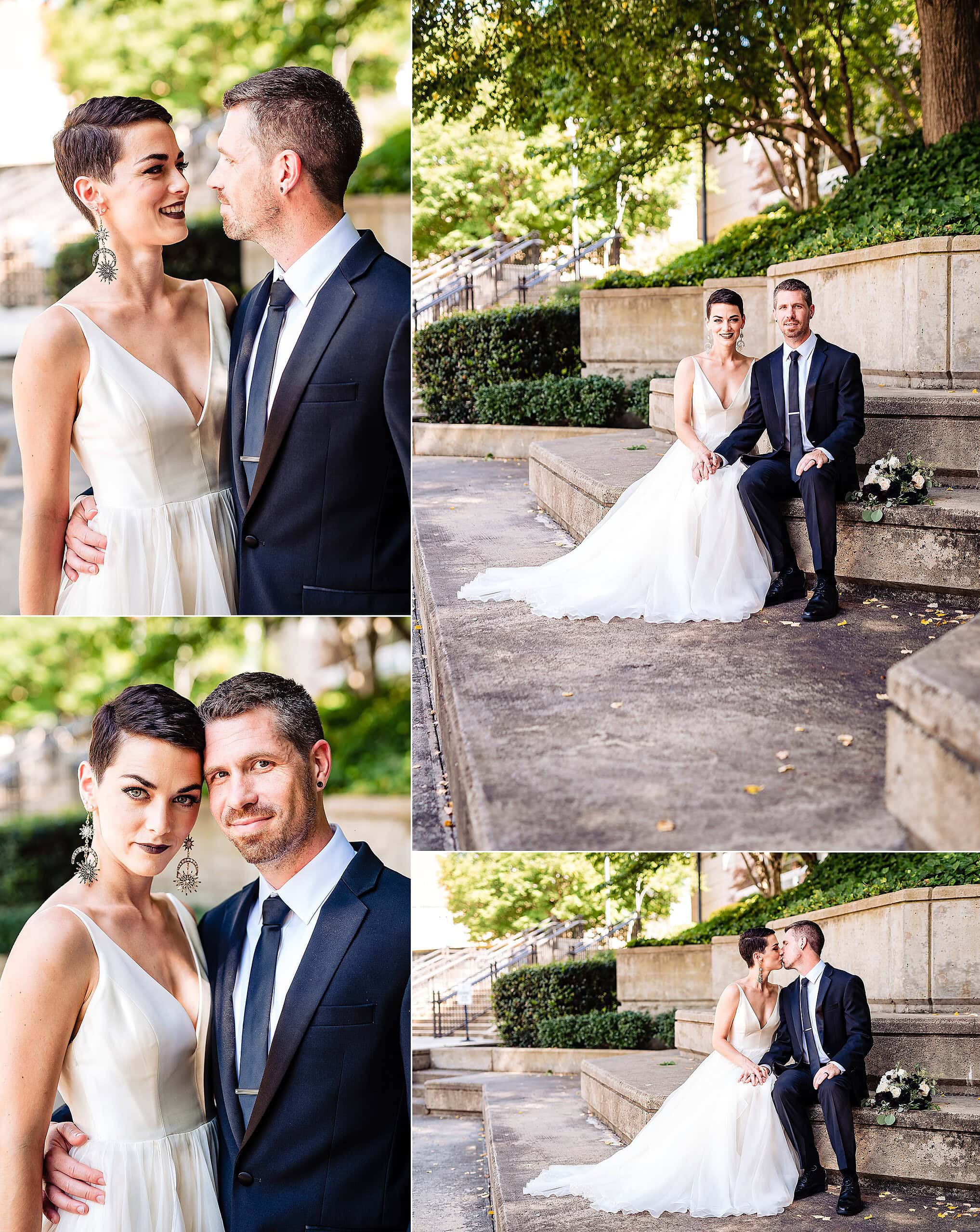 Durham Wedding Photographers, Durham Wedding, Offbeat Bride, Colorful Wedding, Artistic Wedding Photographers, Short-haired bride, Tattooed Bride, Downtown Durham Wedding, Downtown Durham Wedding Portraits | kivusandcamera.com