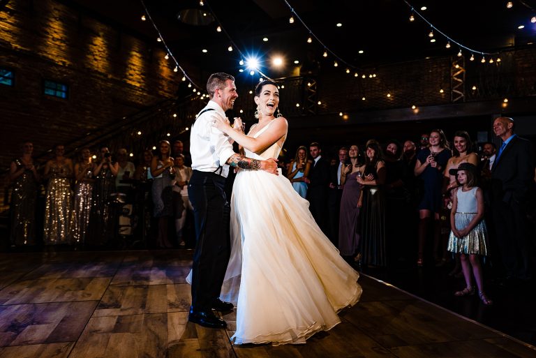 Bride and groom have their first dance at The Cookery in Durham, NC