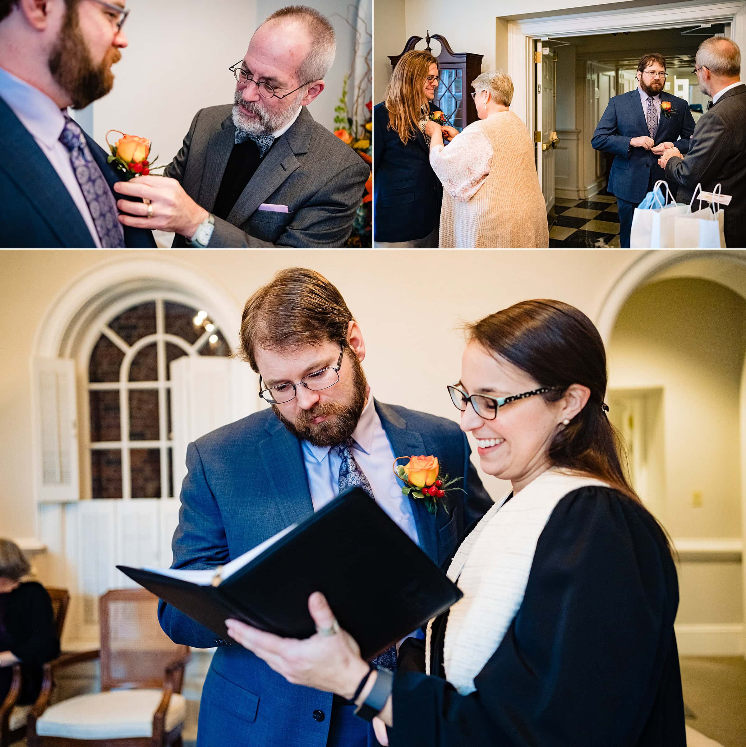 The grooms and their families get ready for a same sex wedding in Chapel Hill from Raleigh wedding photographers