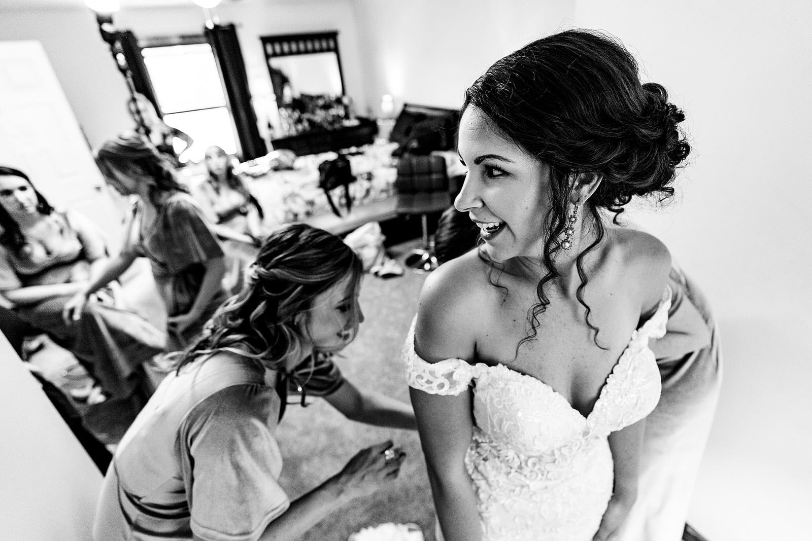 Off the shoulder wedding gown