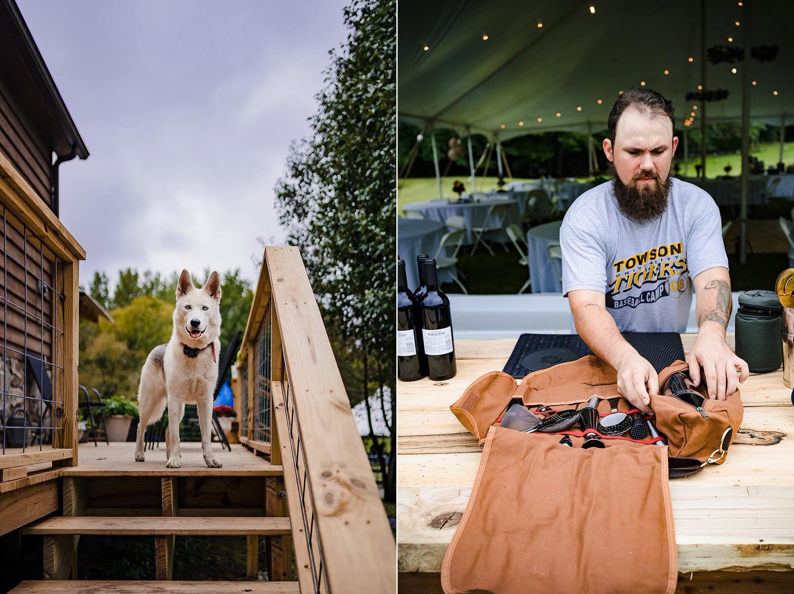 Groom gets things ready at this farm wedding outside of Richmond, VA
