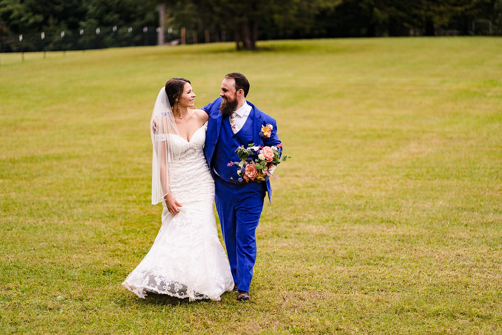 Bride and groom wedding portraits at a farm wedding outside of Richmond, VA