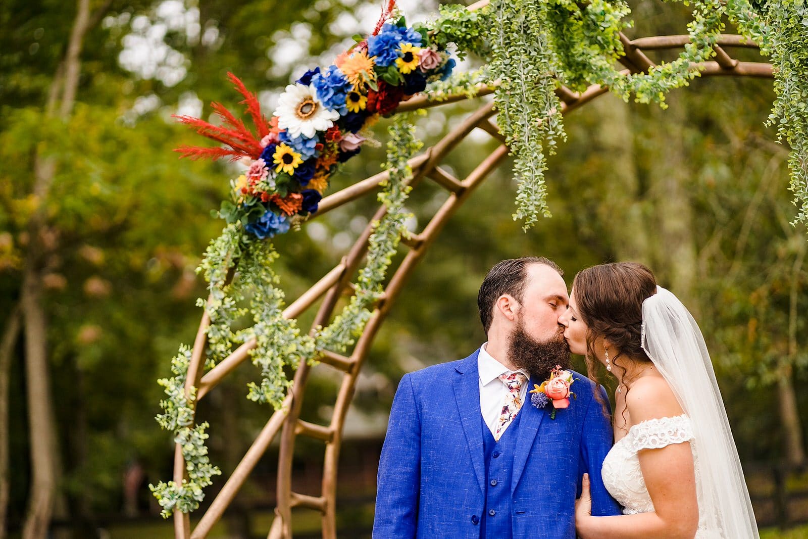 Bride and groom wedding portraits at a farm wedding outside of Richmond, VA