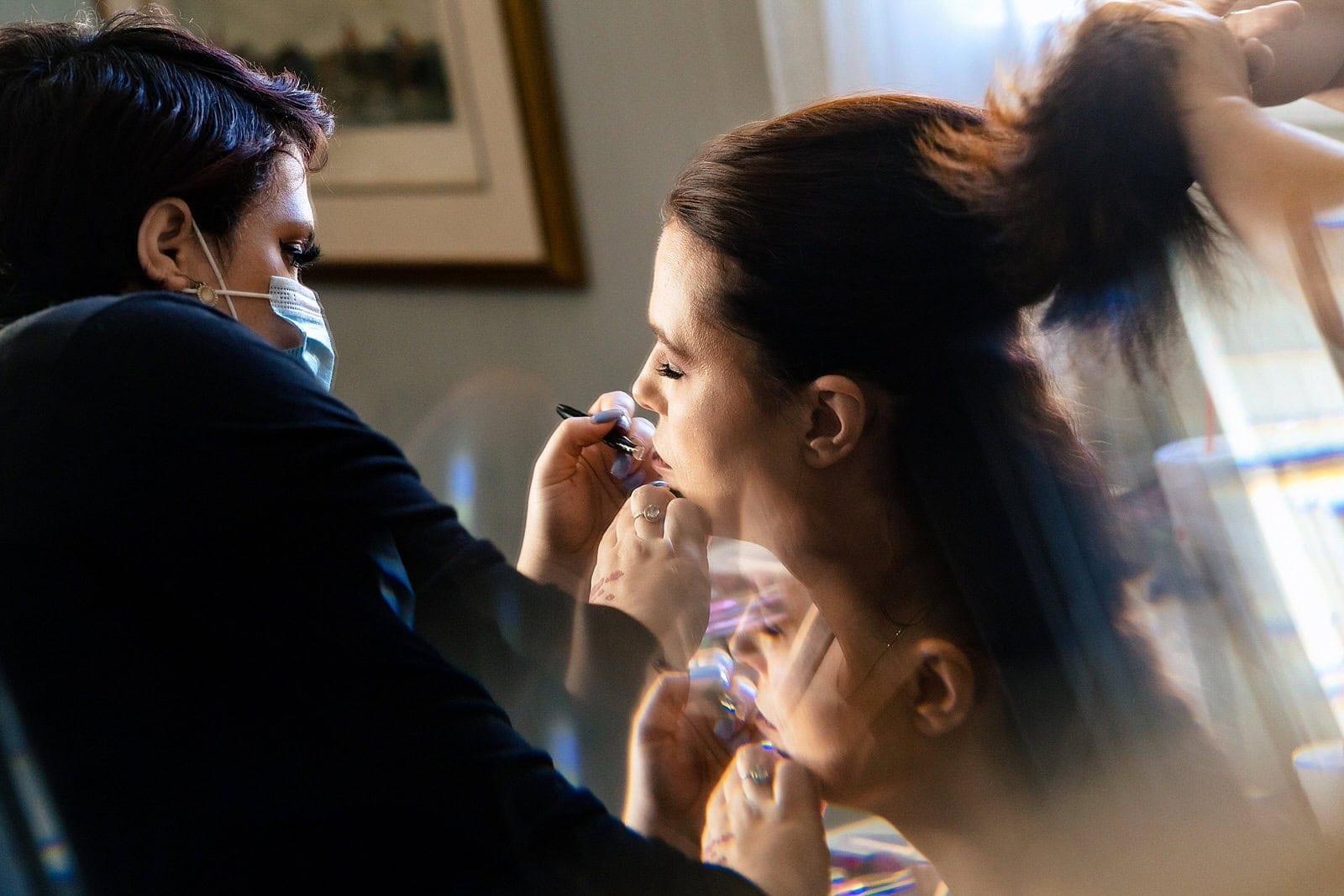 Bride getting ready at Wakefield Barn